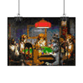 Dogs Playing Poker Pixel-Style Rolled Art Print