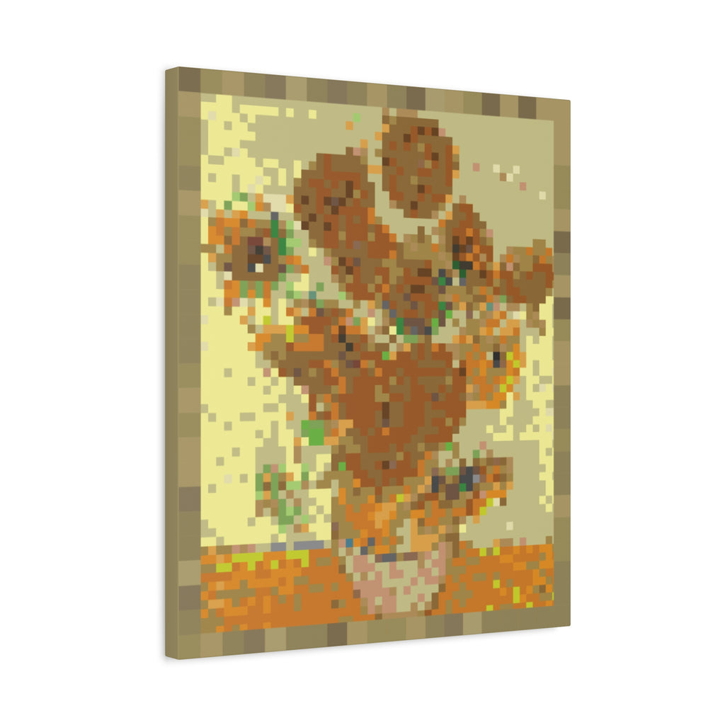 Sunflowers Pixel-Style Matte Canvas Print