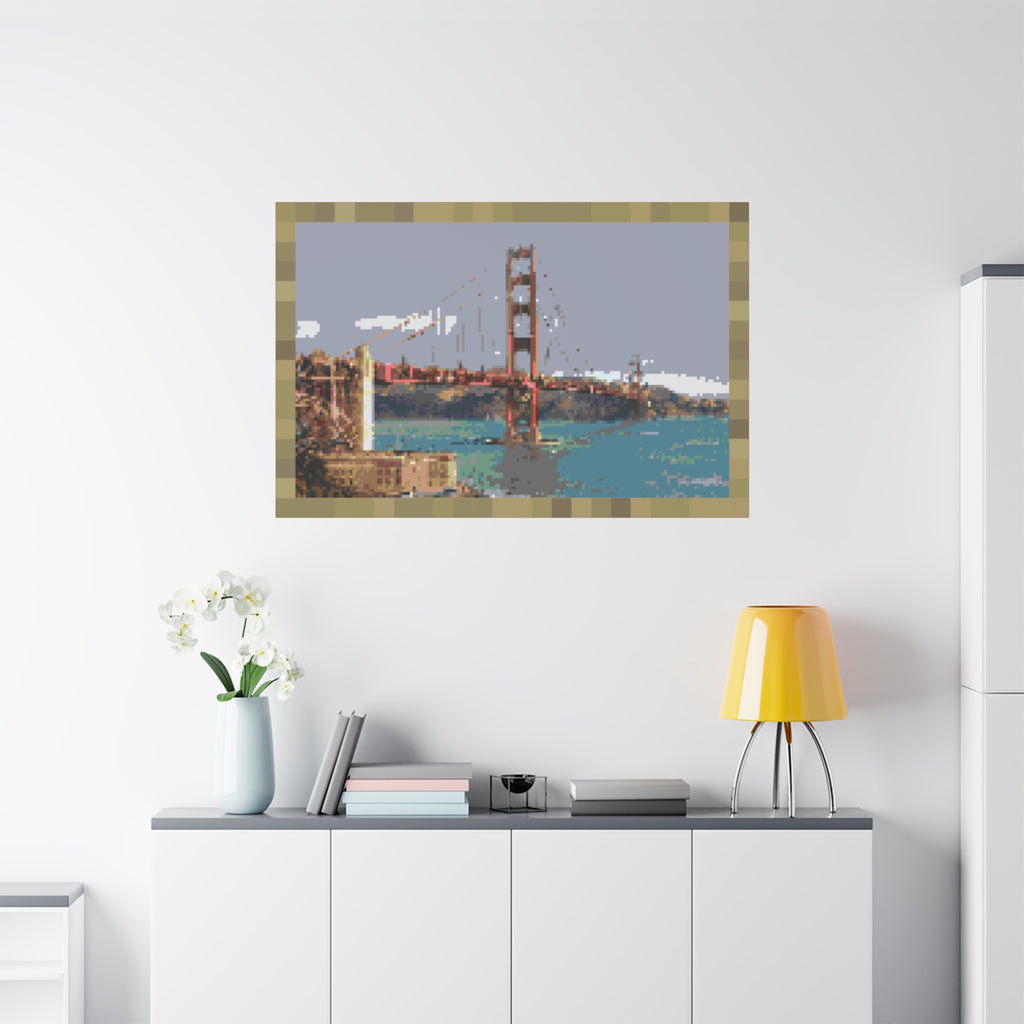 Golden Gate Bridge Pixel-Style Matte Canvas Print