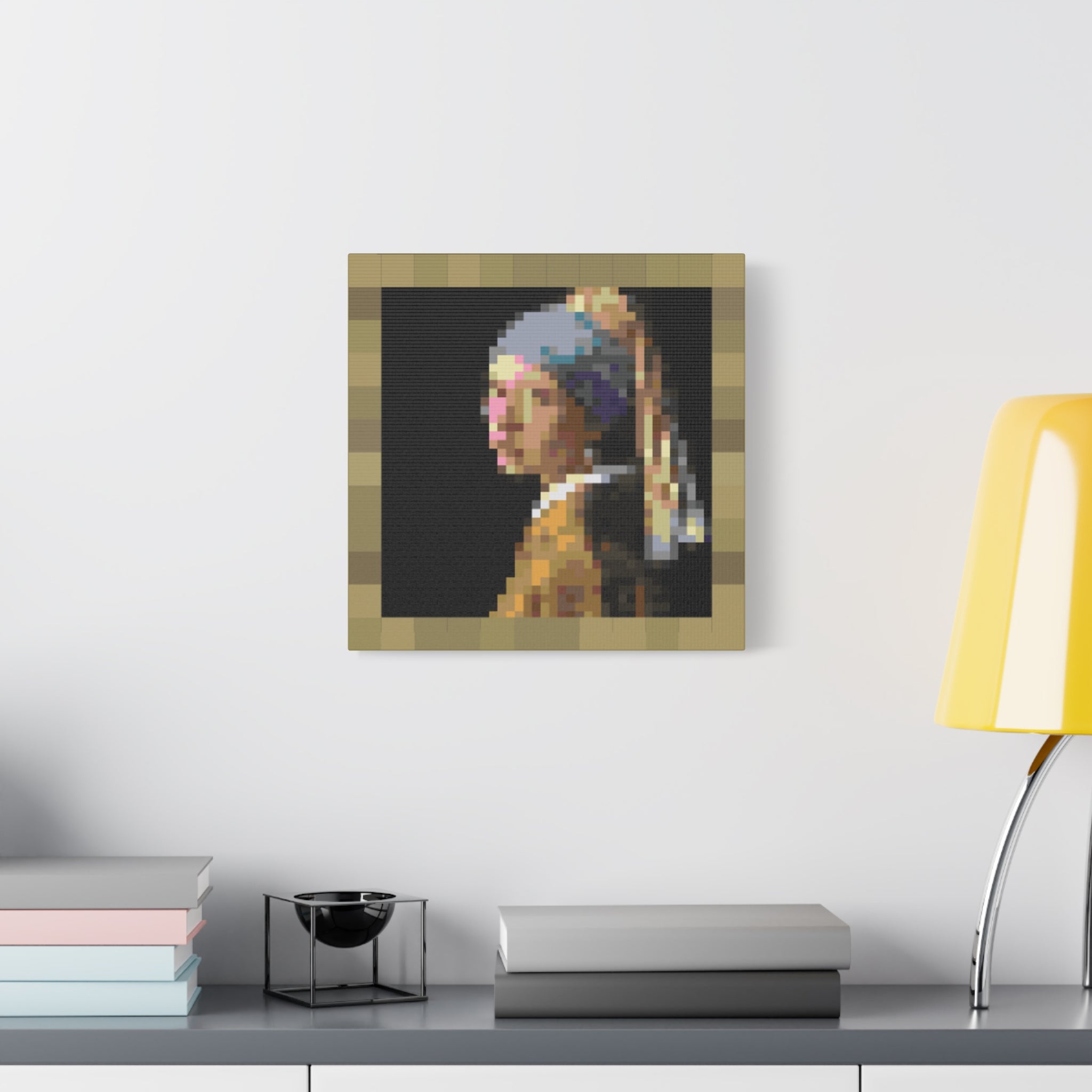 Girl with a Pearl Earring Pixel-Style Matte Canvas Print
