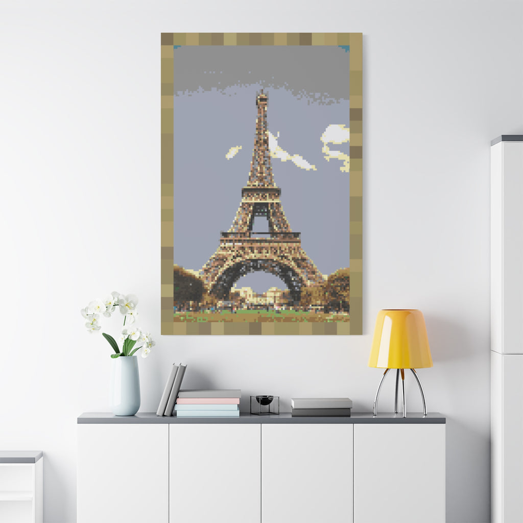 Eiffel Tower Pixel-Style Matte Canvas Print