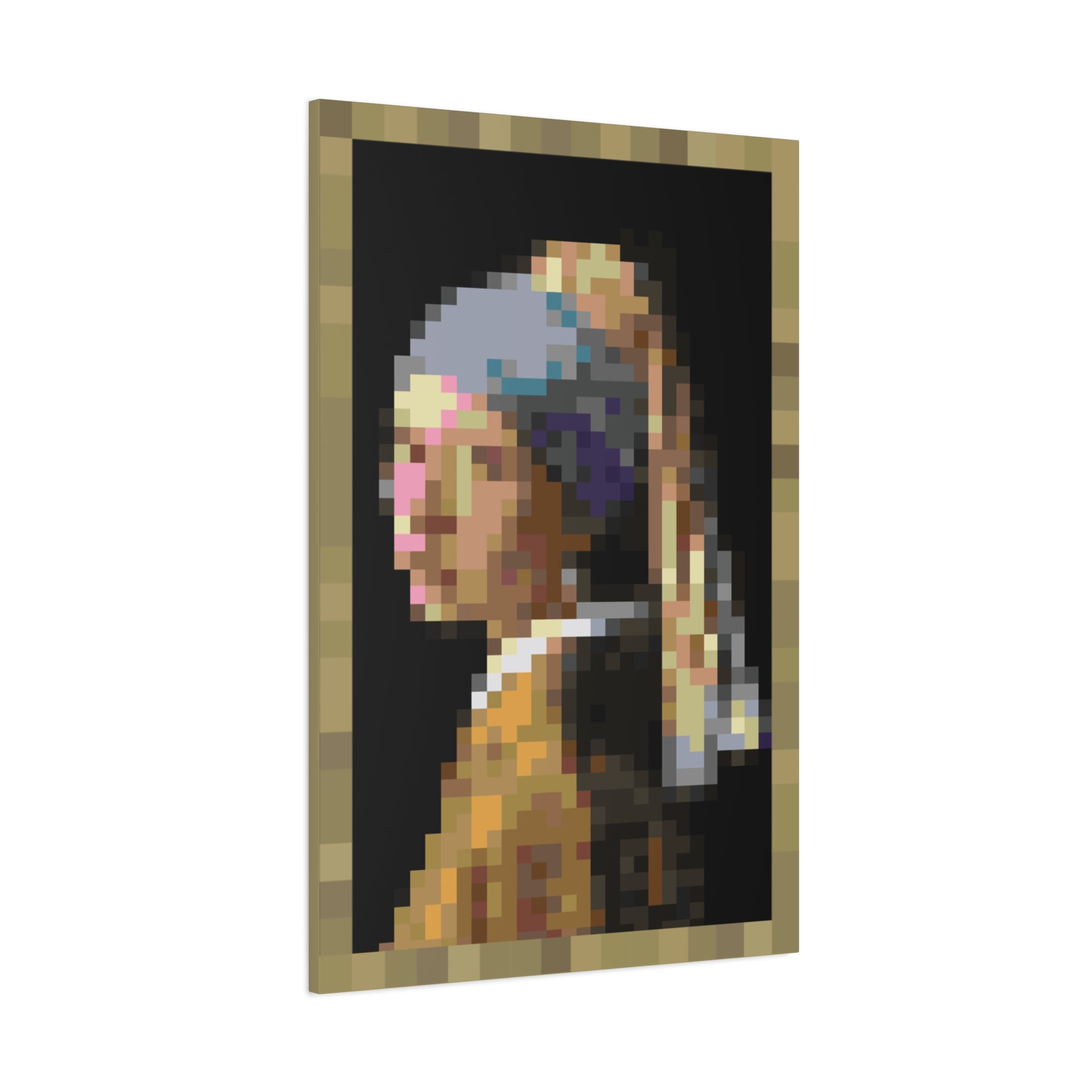 Girl with a Pearl Earring Pixel-Style Matte Canvas Print