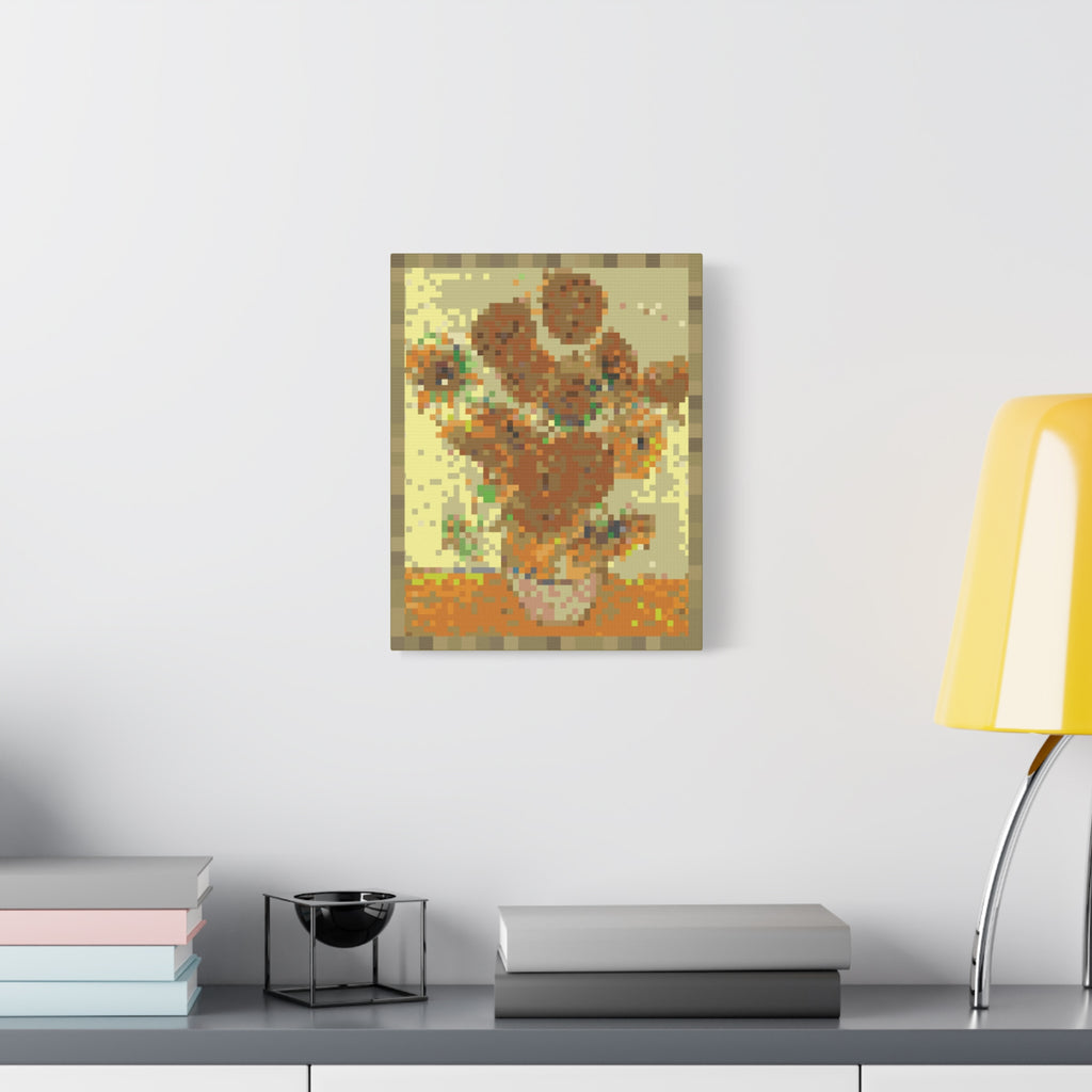 Sunflowers Pixel-Style Matte Canvas Print