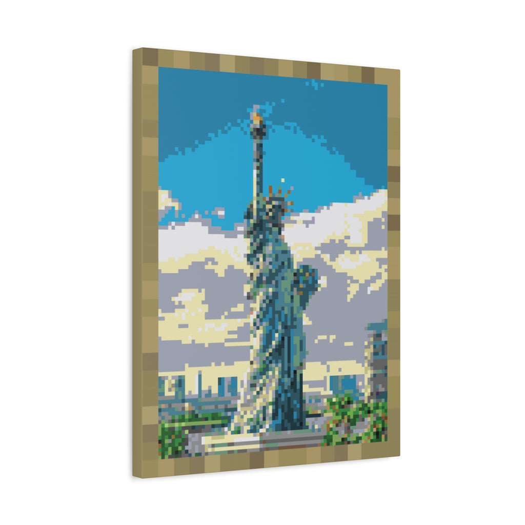 Statue of Liberty Pixel-Style Matte Canvas Print