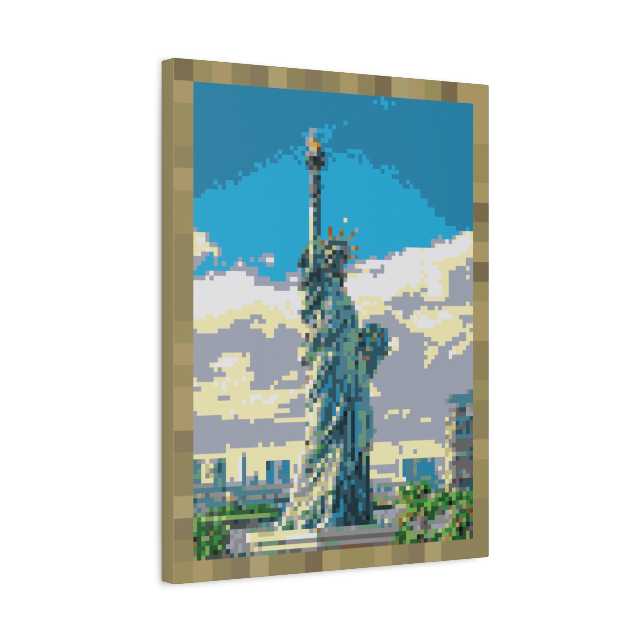 Statue of Liberty Pixel-Style Matte Canvas Print