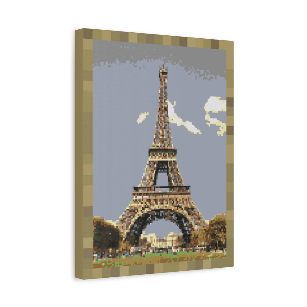 Eiffel Tower Pixel-Style Matte Canvas Print