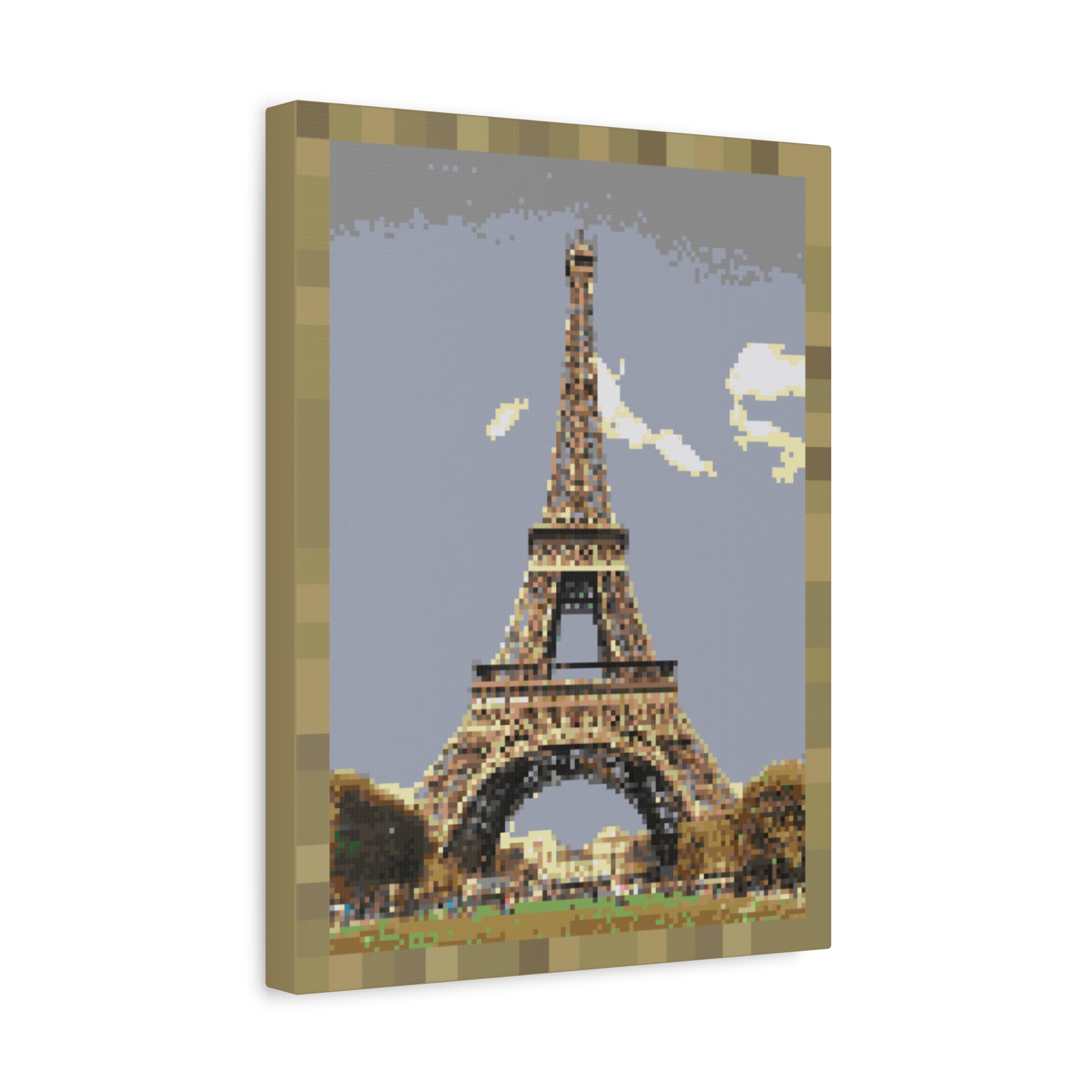 Eiffel Tower Pixel-Style Matte Canvas Print