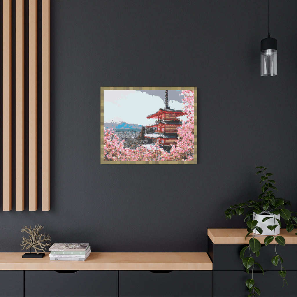 Japanese Cherry Blossom Name Pixel-Style Matte Canvas Print