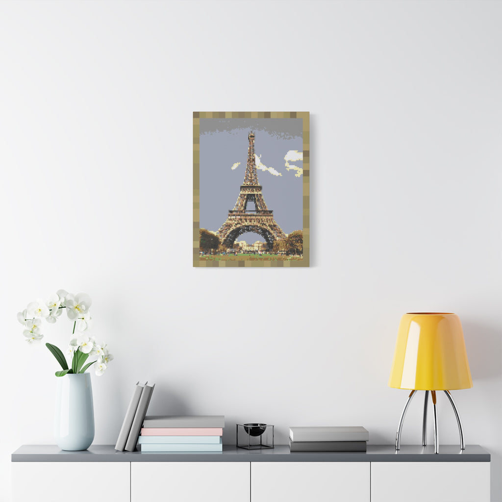 Eiffel Tower Pixel-Style Matte Canvas Print