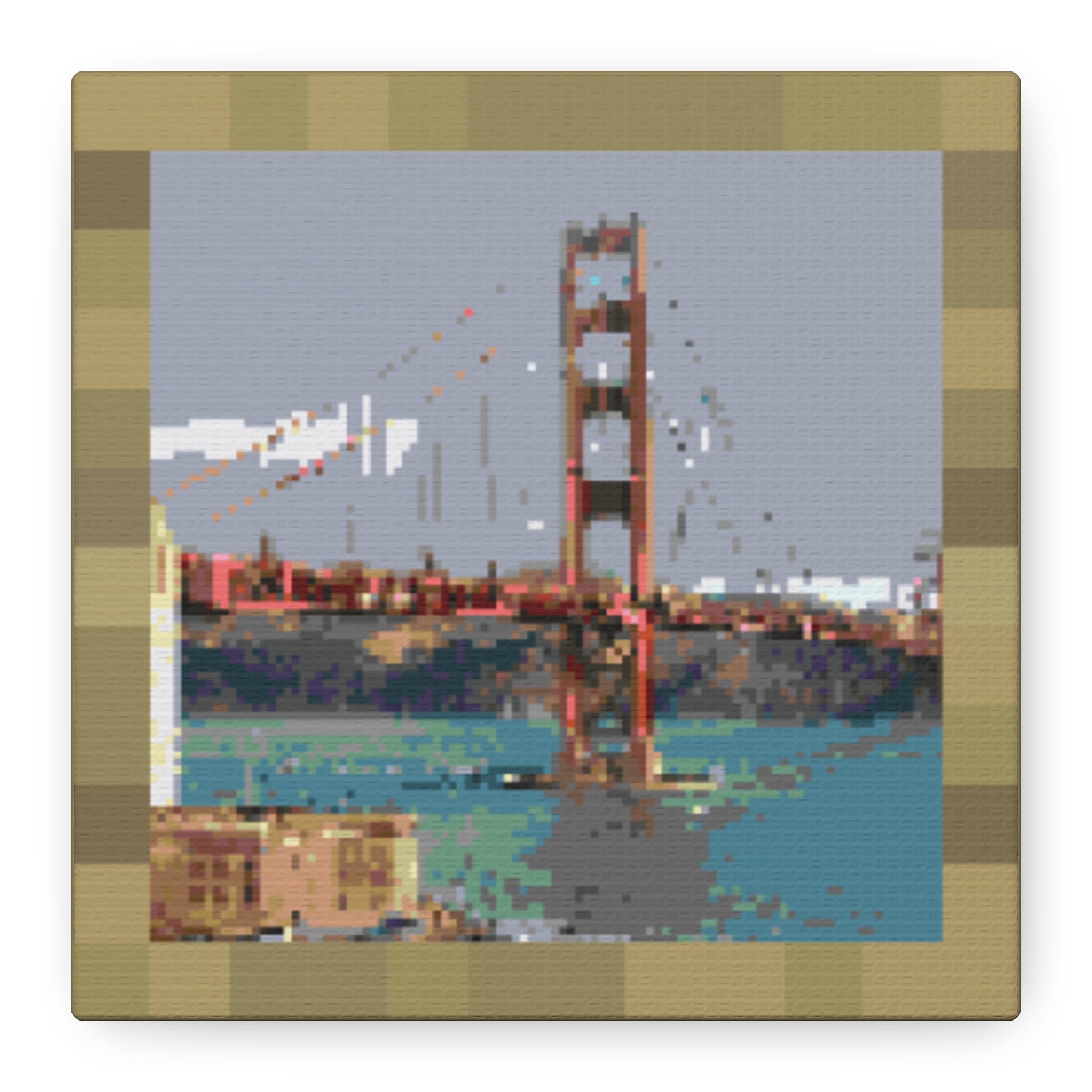 Golden Gate Bridge Pixel-Style Matte Canvas Print