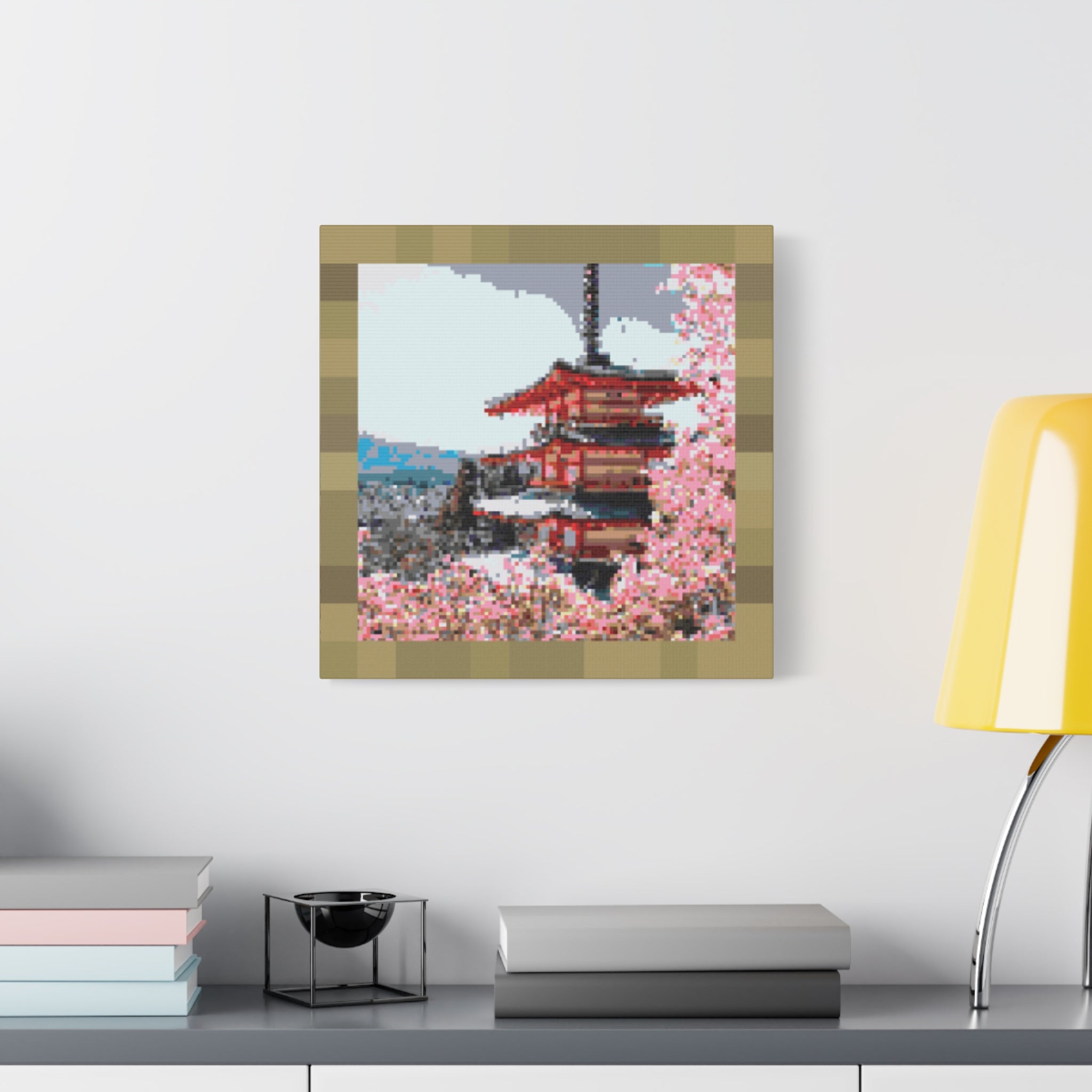 Japanese Cherry Blossom Name Pixel-Style Matte Canvas Print
