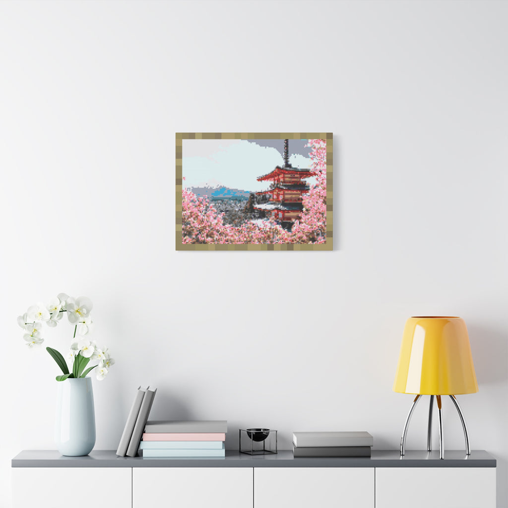 Japanese Cherry Blossom Name Pixel-Style Matte Canvas Print