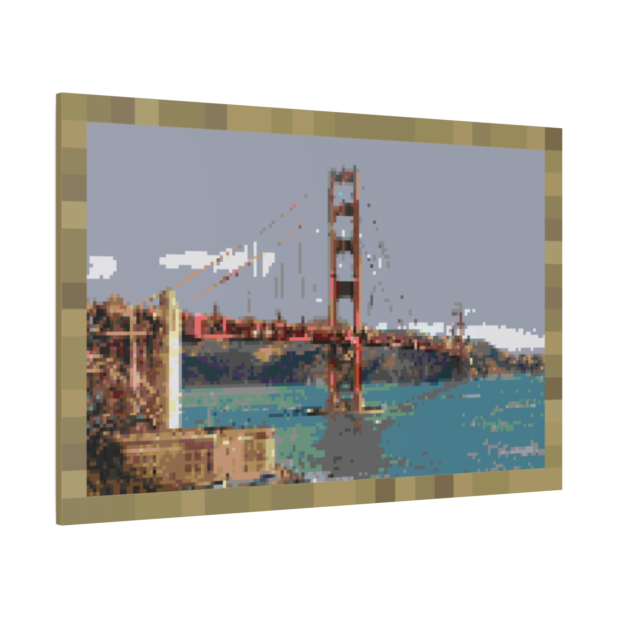 Golden Gate Bridge Pixel-Style Matte Canvas Print