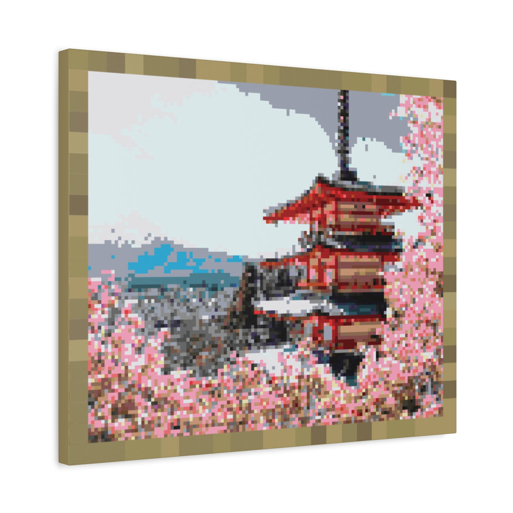Japanese Cherry Blossom Name Pixel-Style Matte Canvas Print