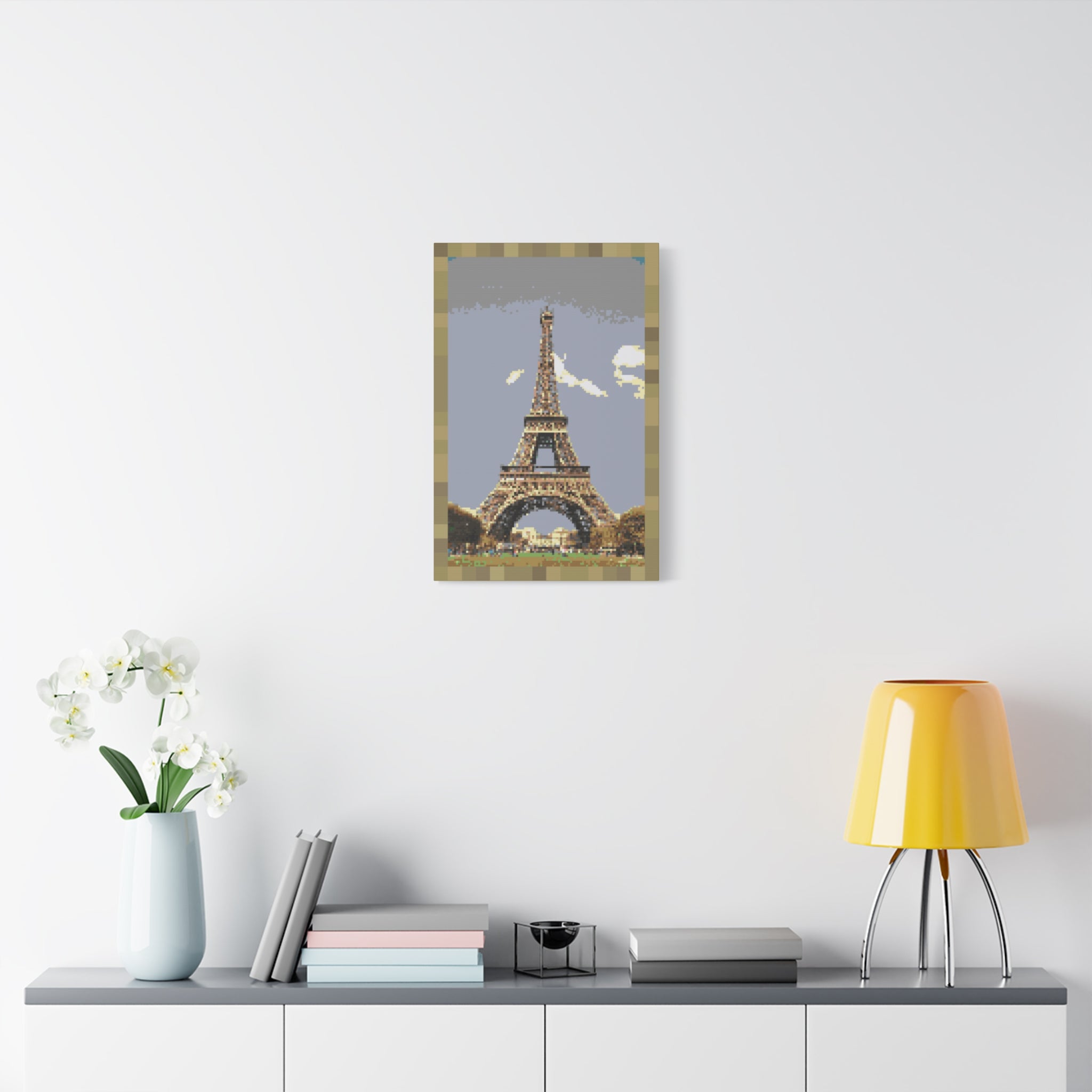 Eiffel Tower Pixel-Style Matte Canvas Print