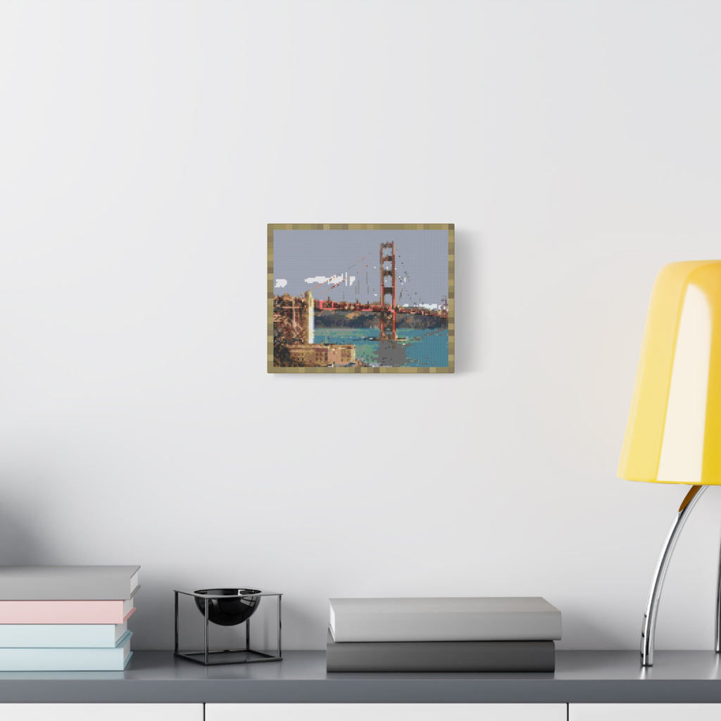 Golden Gate Bridge Pixel-Style Matte Canvas Print