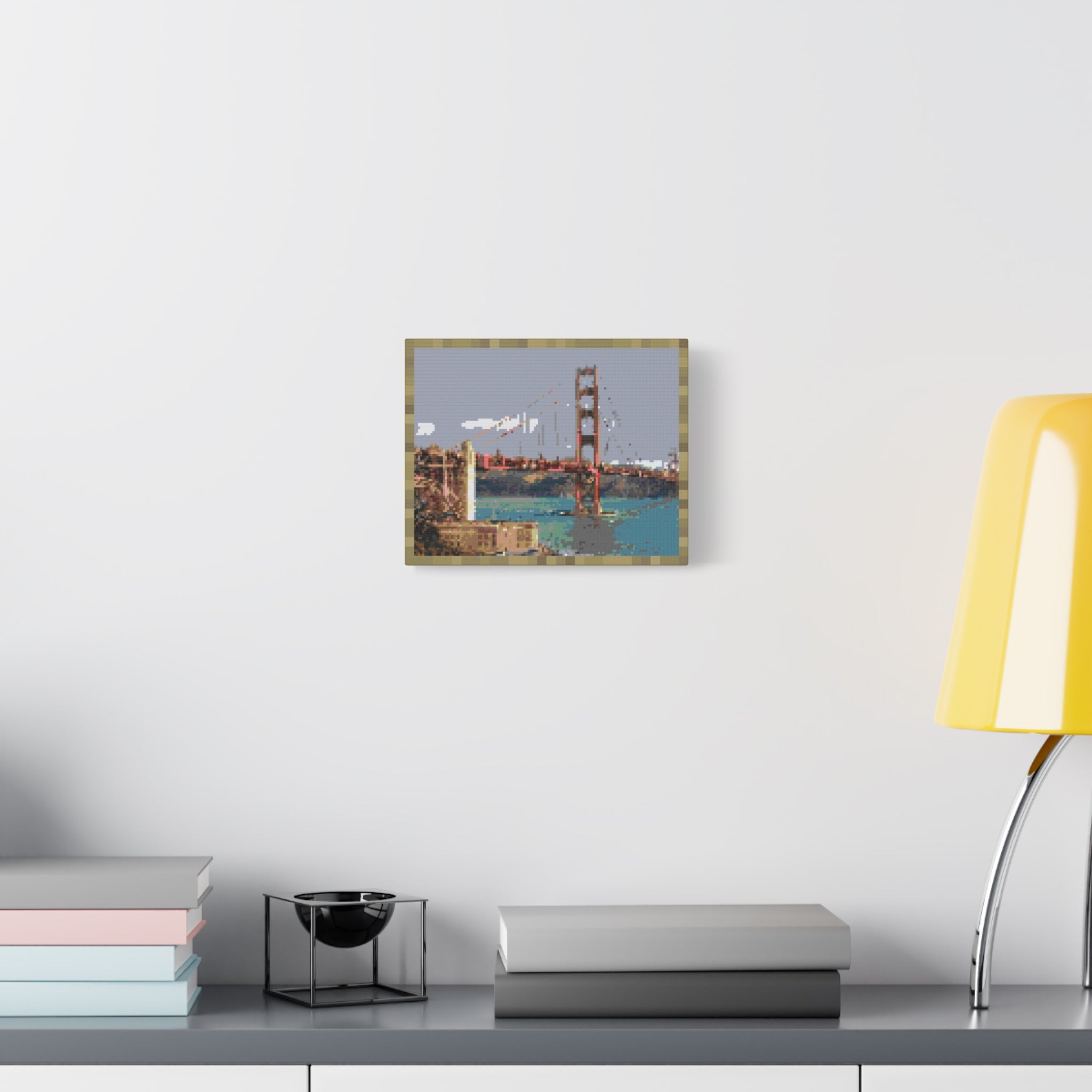 Golden Gate Bridge Pixel-Style Matte Canvas Print