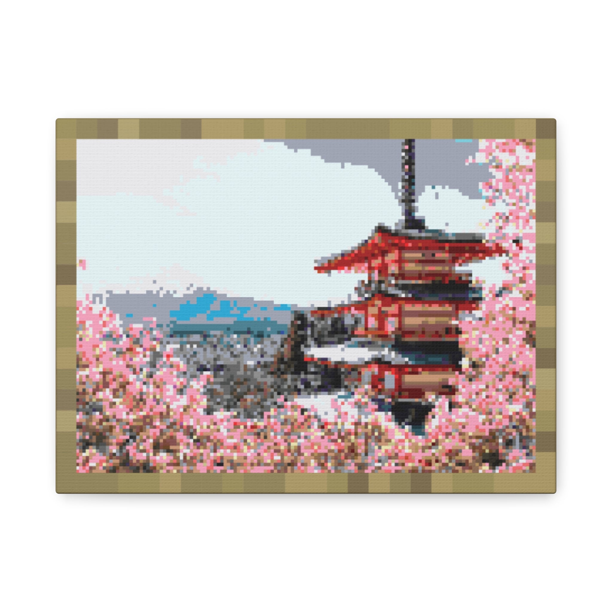 Japanese Cherry Blossom Name Pixel-Style Matte Canvas Print