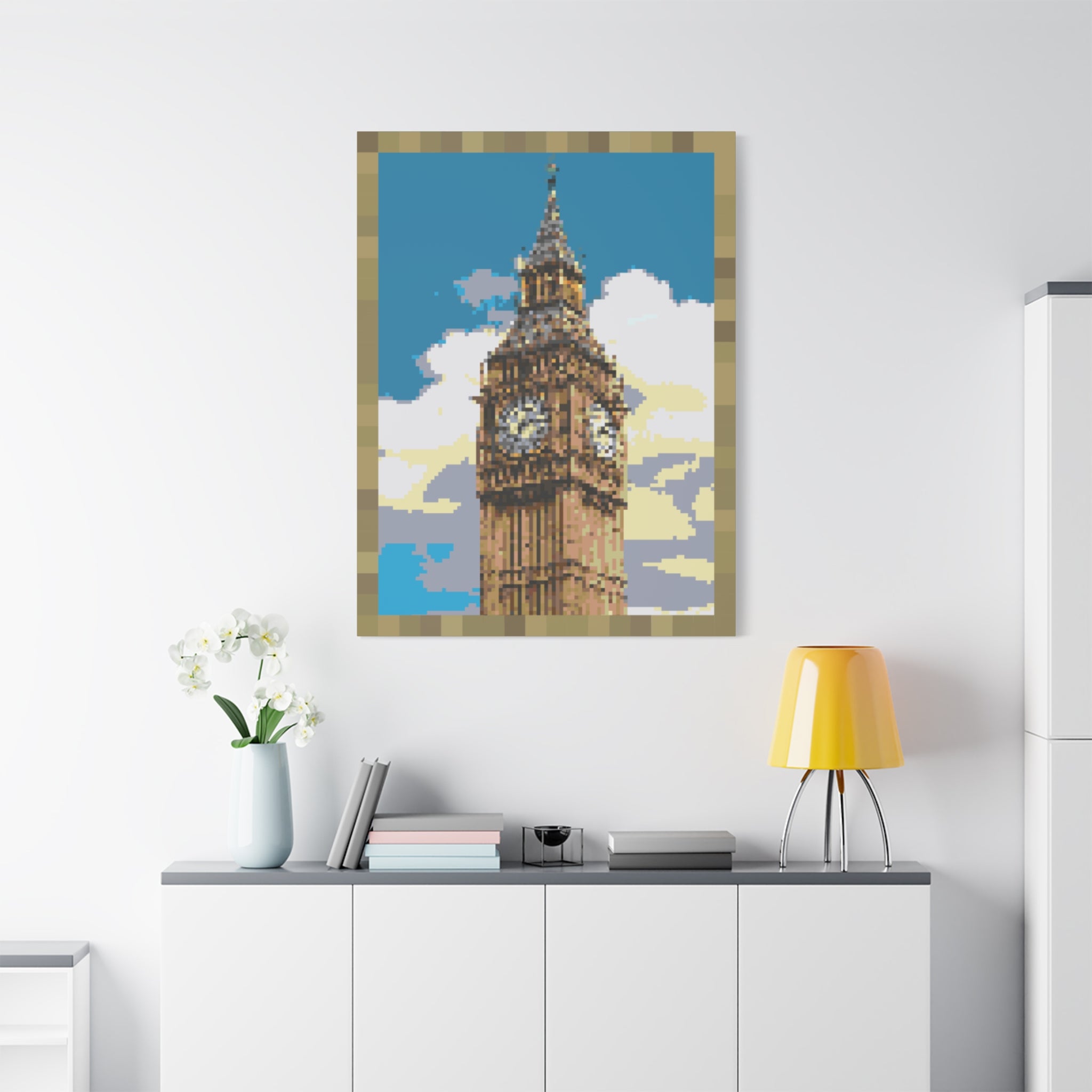 Big Ben Pixel-Style Matte Canvas Print