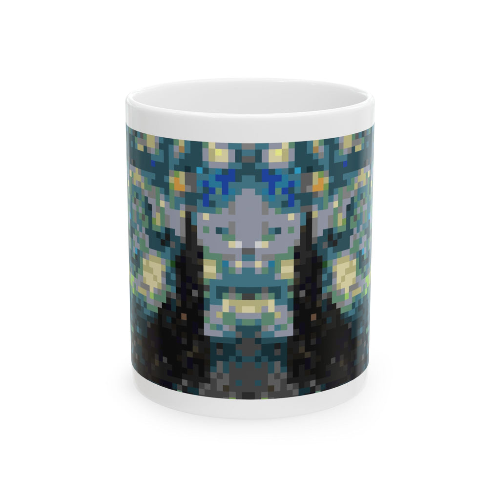 Starry Night Pixel-Style Ceramic Mug (11oz/15oz)