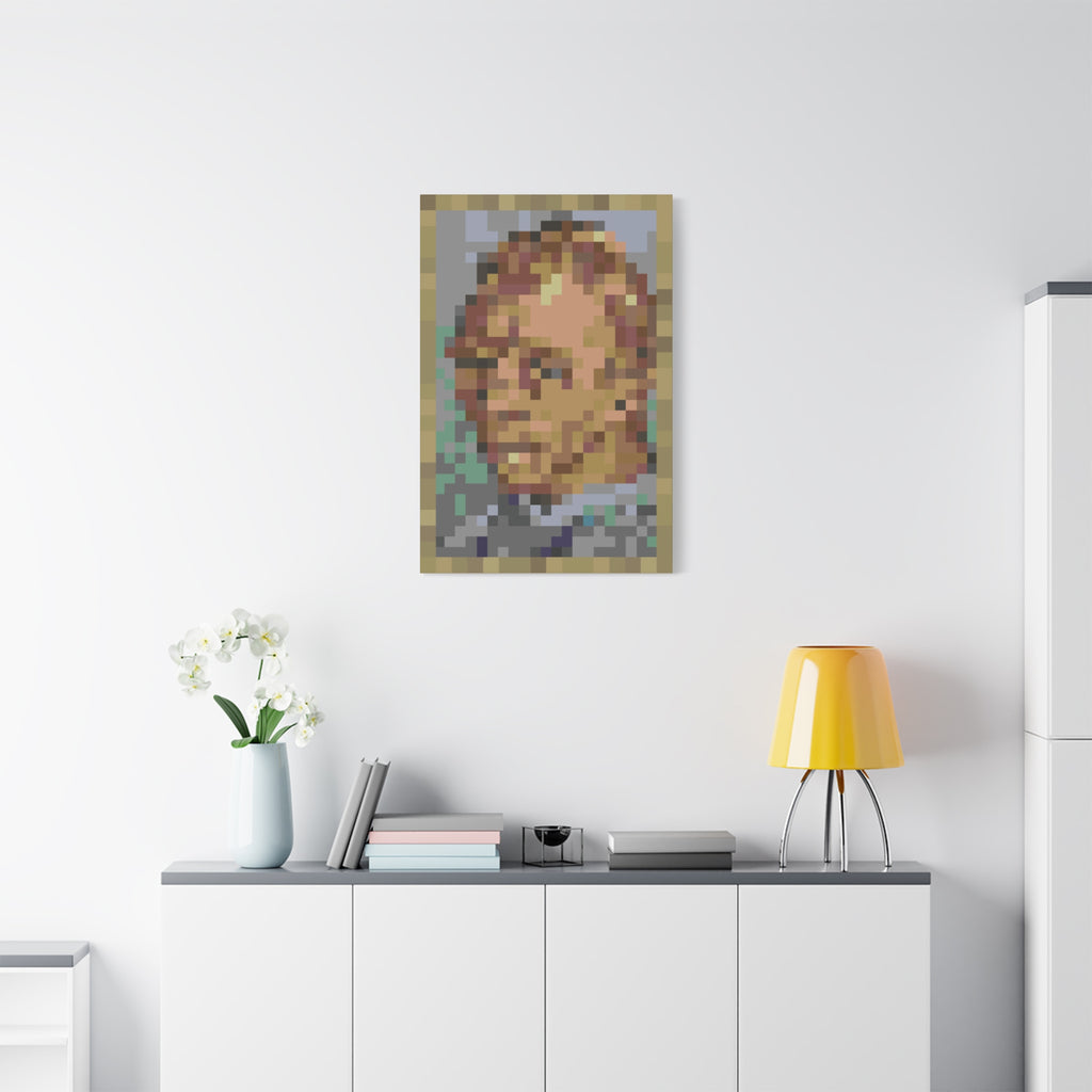 L'artiste Sans Barbe Pixel-Style Matte Canvas Print