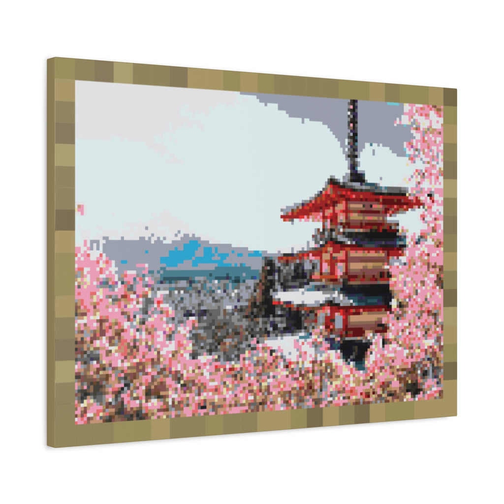 Japanese Cherry Blossom Name Pixel-Style Matte Canvas Print