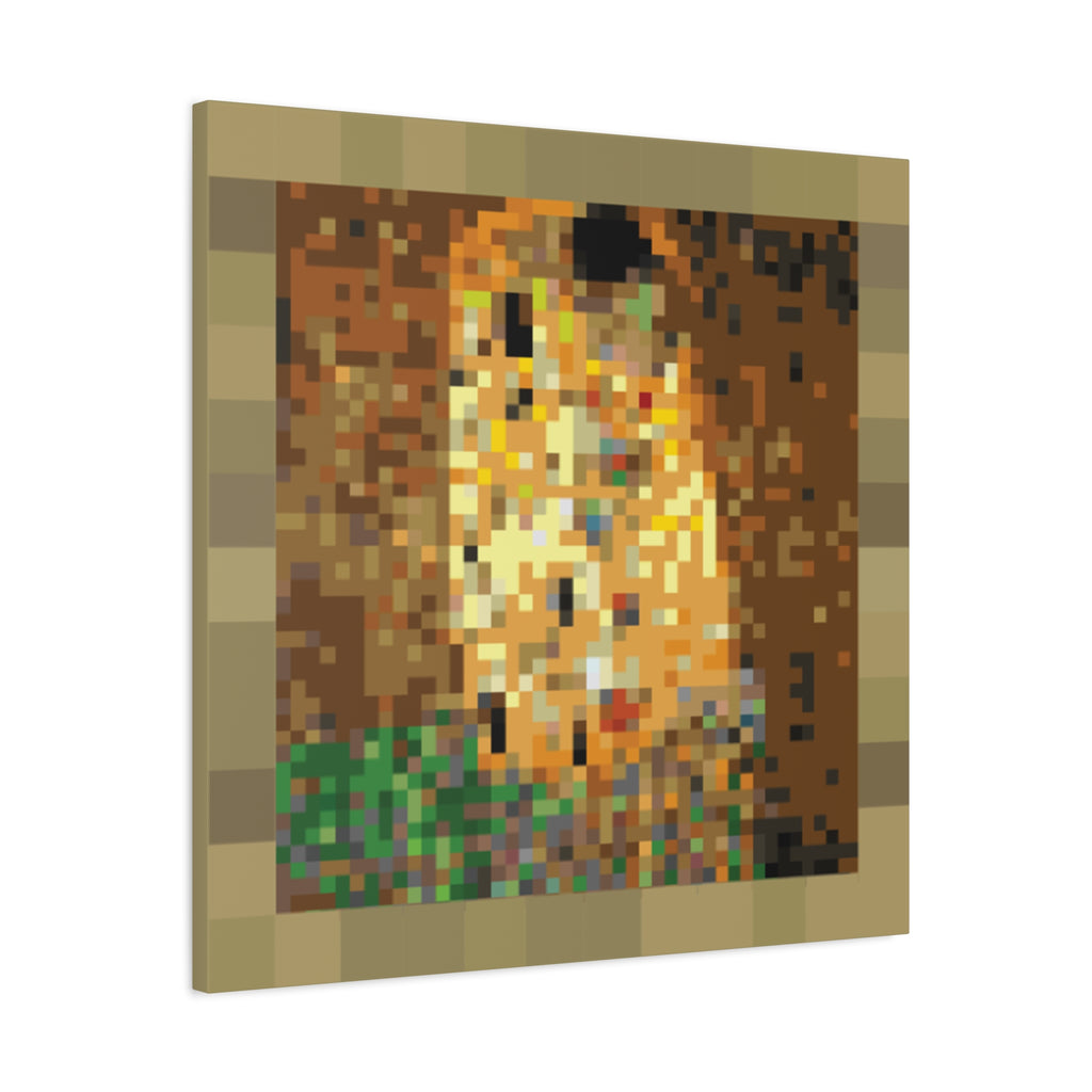 The Kiss Pixel-Style Matte Canvas Print