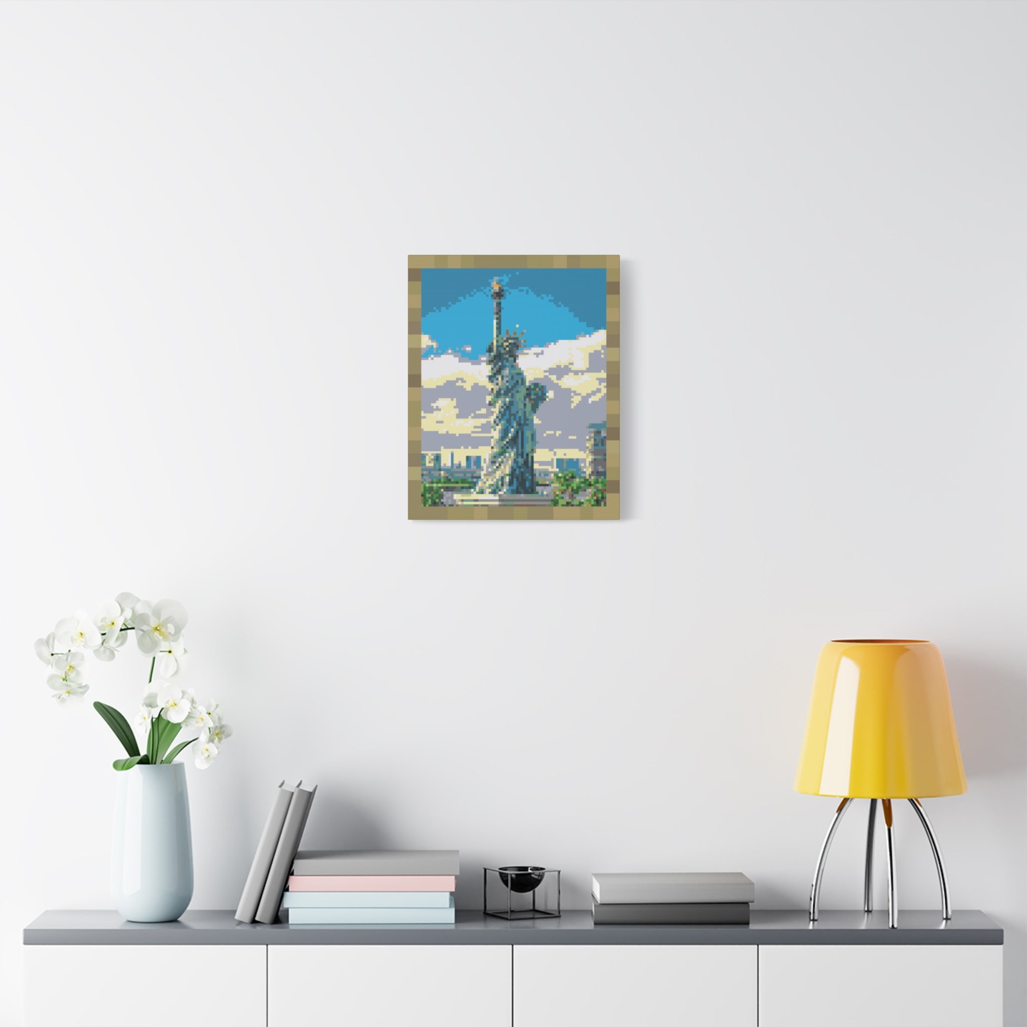 Statue of Liberty Pixel-Style Matte Canvas Print