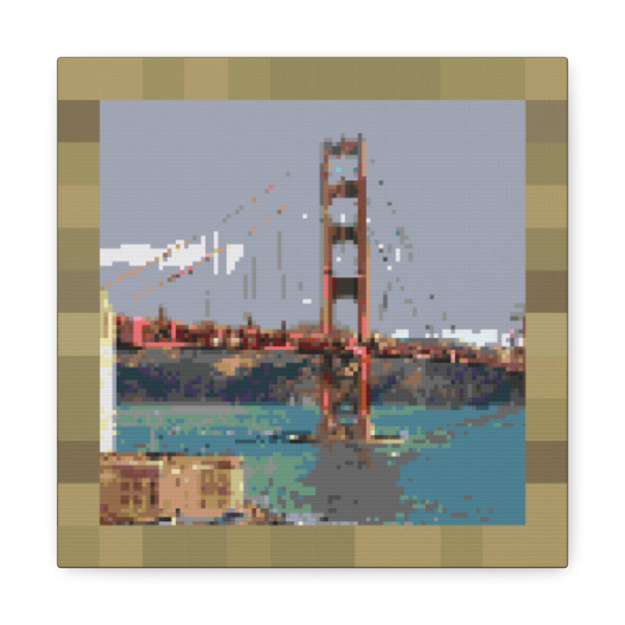 Golden Gate Bridge Pixel-Style Matte Canvas Print