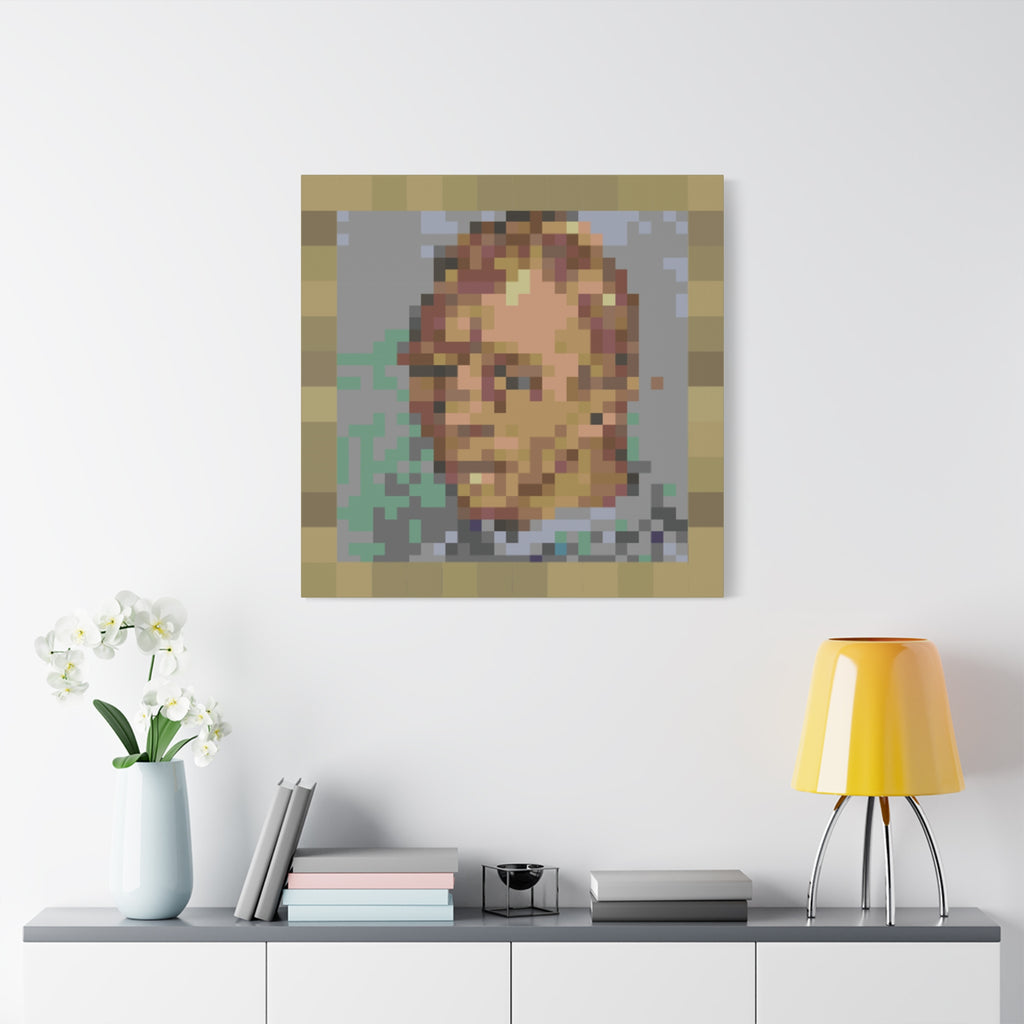 L'artiste Sans Barbe Pixel-Style Matte Canvas Print