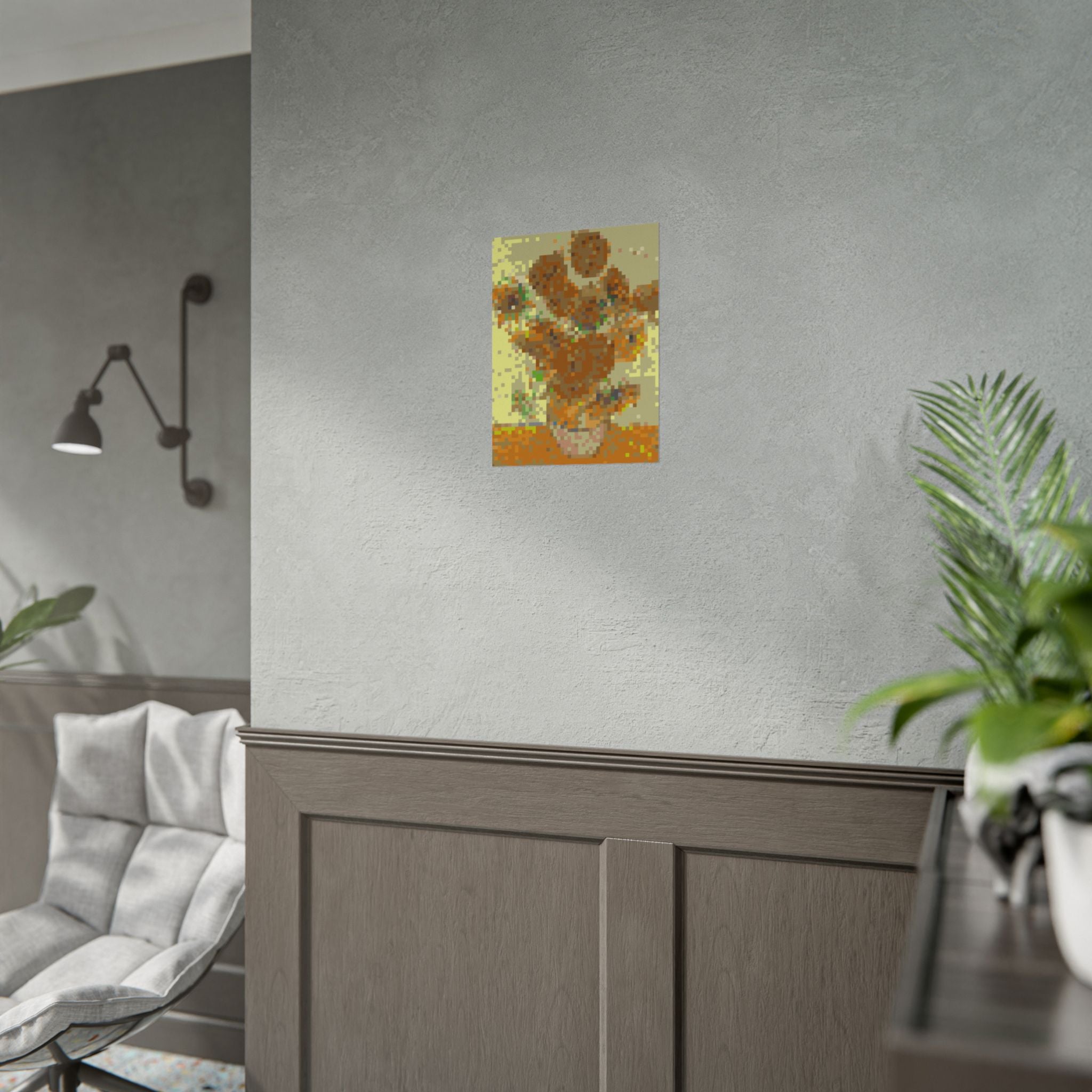 Sunflowers Pixel-Style Rolled Art Print