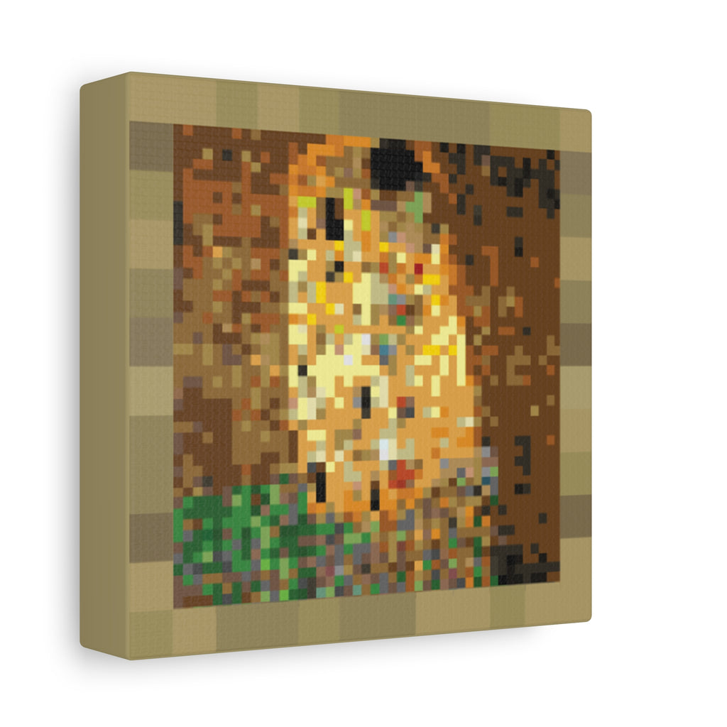 The Kiss Pixel-Style Matte Canvas Print