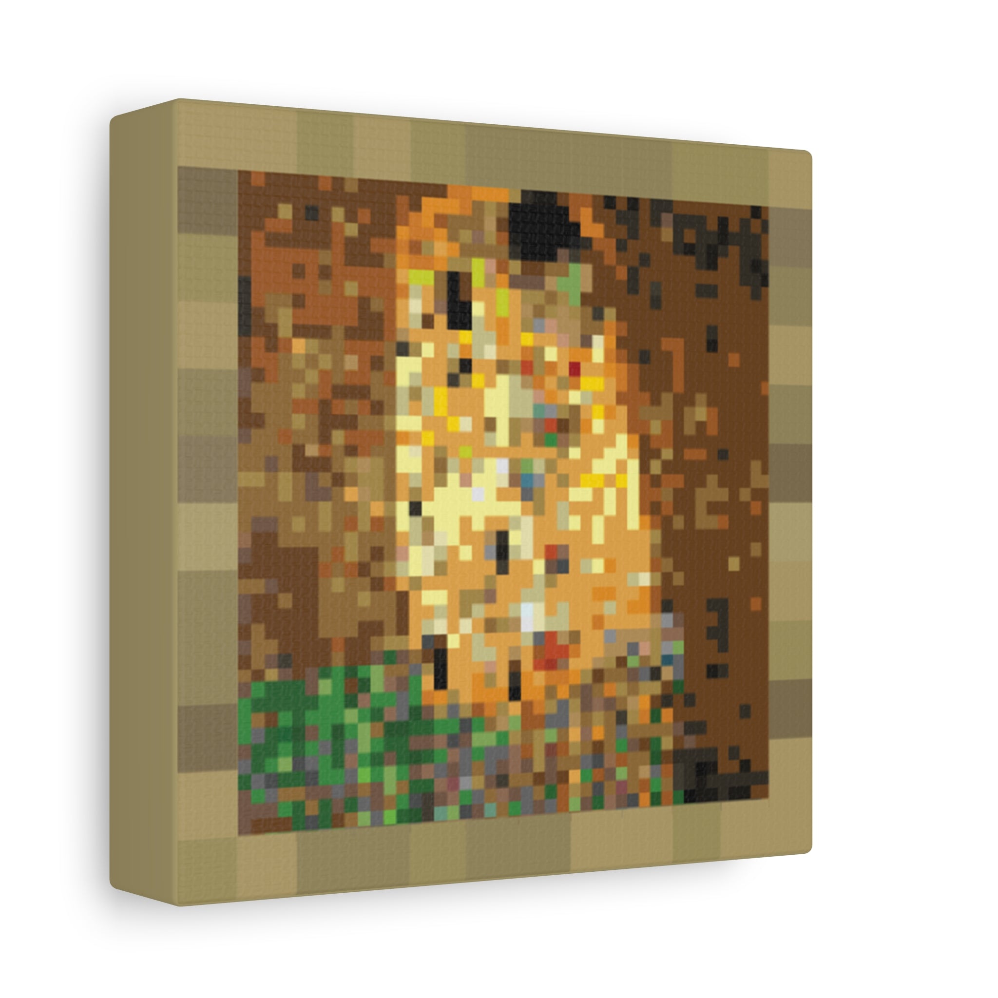 The Kiss Pixel-Style Matte Canvas Print