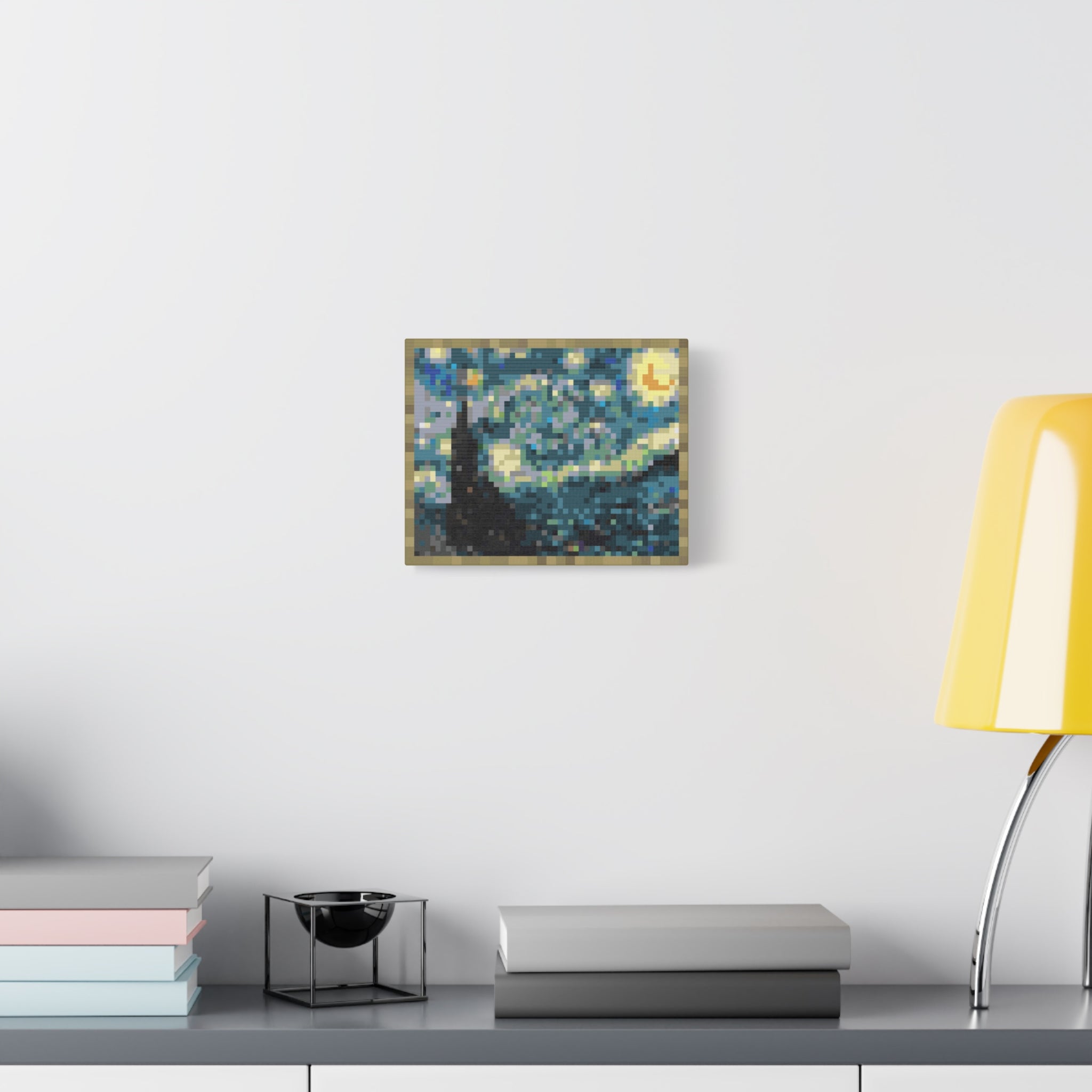 Starry Night Pixel-Style Matte Canvas Print