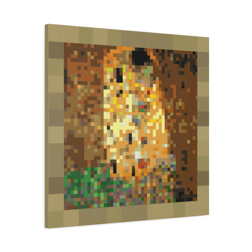 The Kiss Pixel-Style Matte Canvas Print