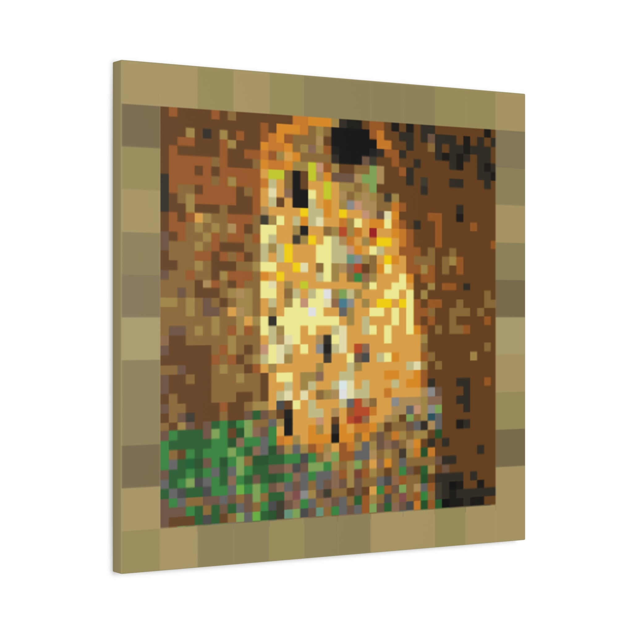 The Kiss Pixel-Style Matte Canvas Print