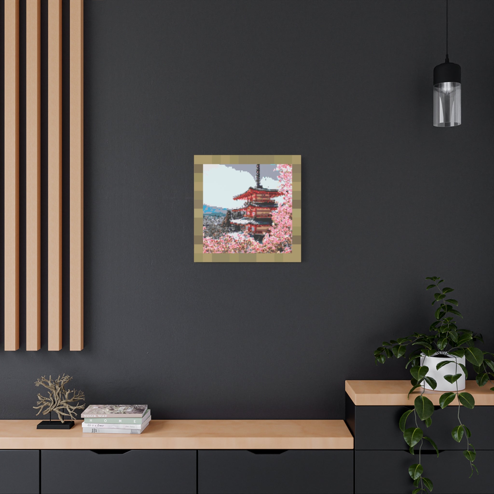 Japanese Cherry Blossom Name Pixel-Style Matte Canvas Print