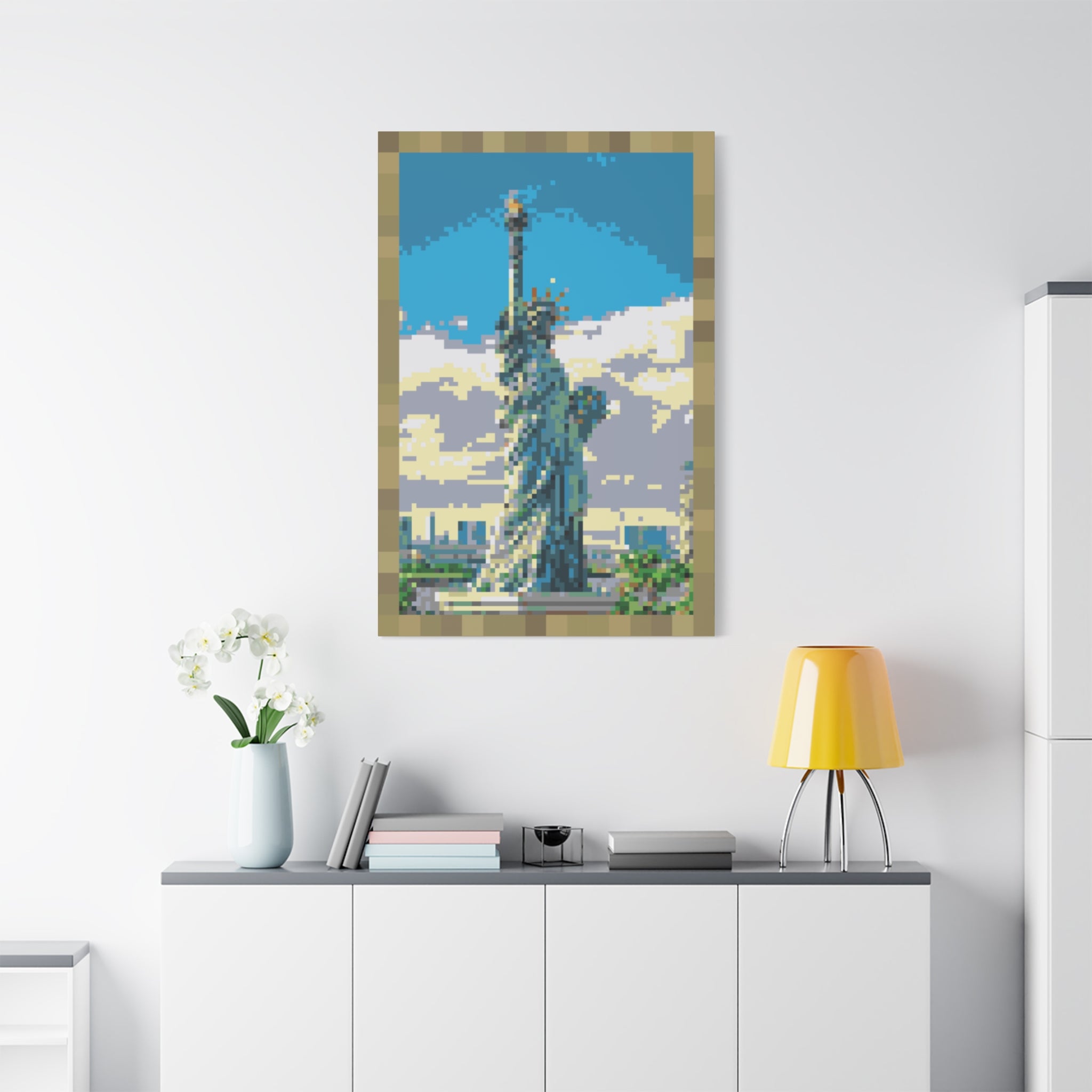 Statue of Liberty Pixel-Style Matte Canvas Print