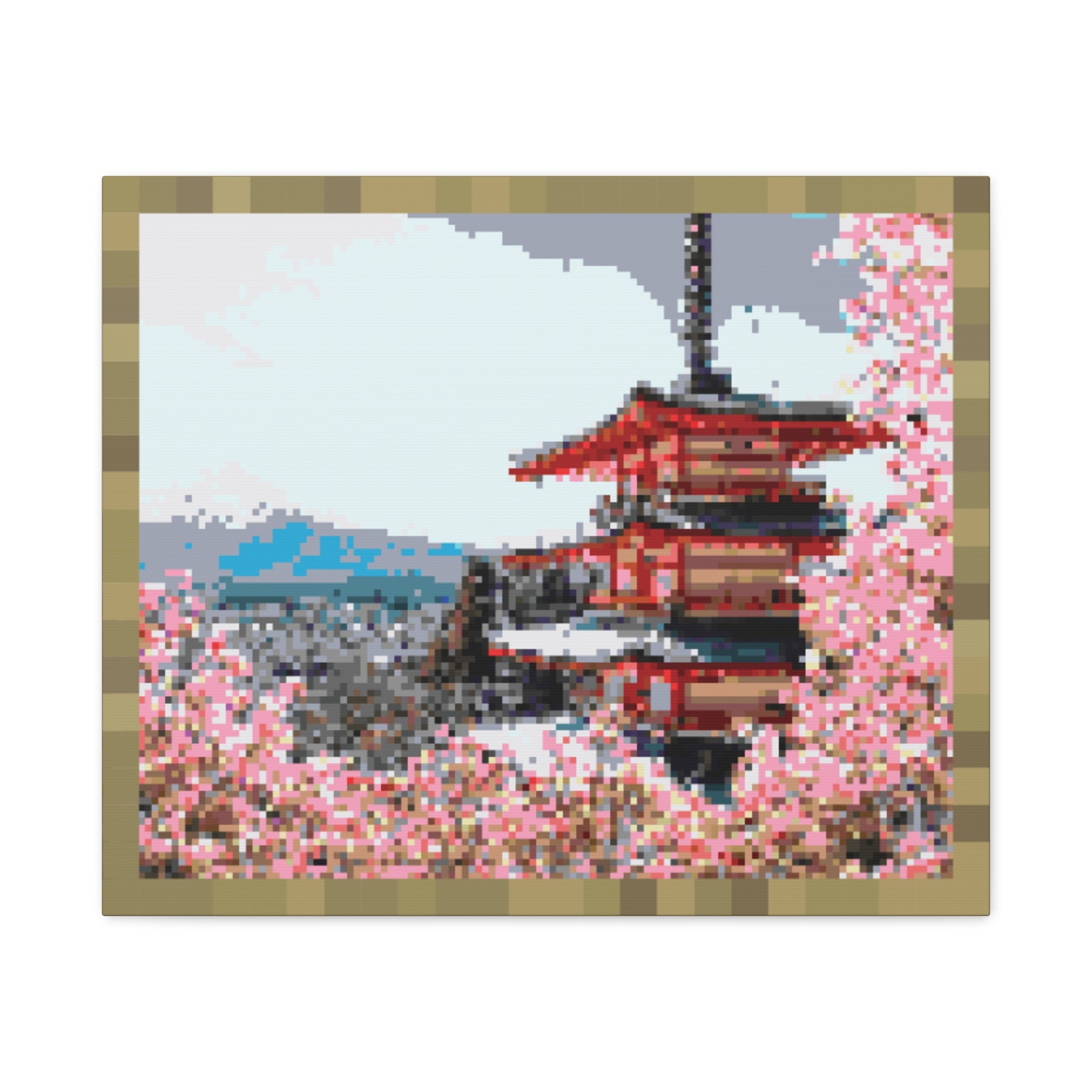 Japanese Cherry Blossom Name Pixel-Style Matte Canvas Print