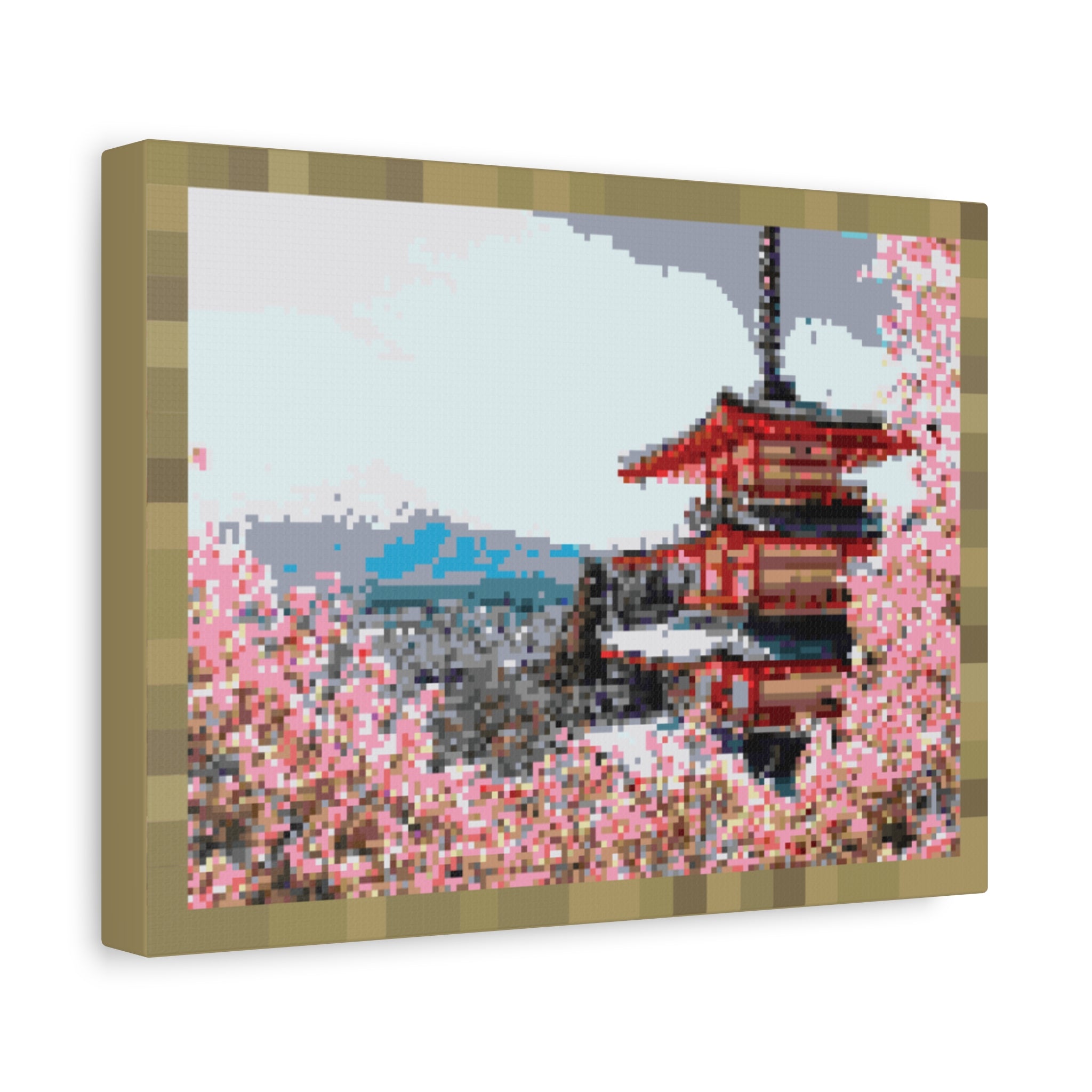 Japanese Cherry Blossom Name Pixel-Style Matte Canvas Print