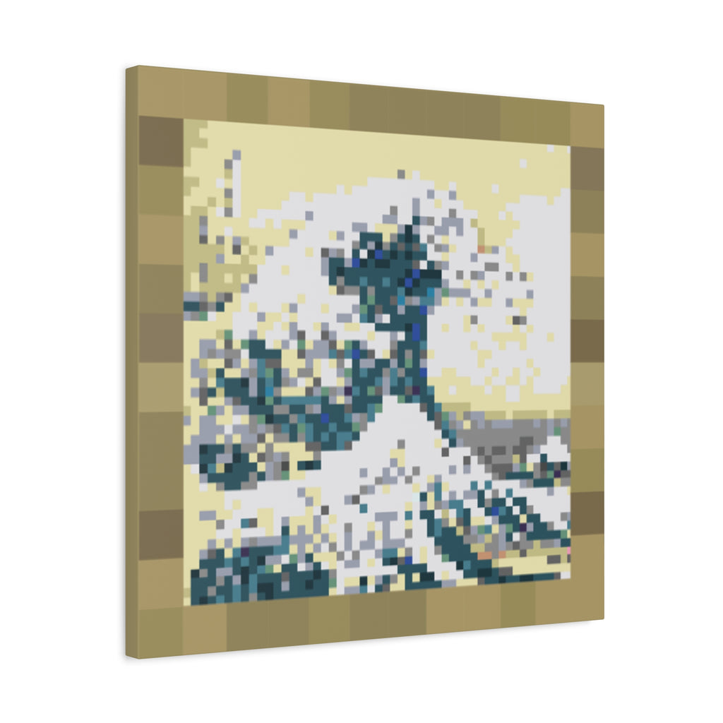 The Great Wave Pixel-Style Matte Canvas Print