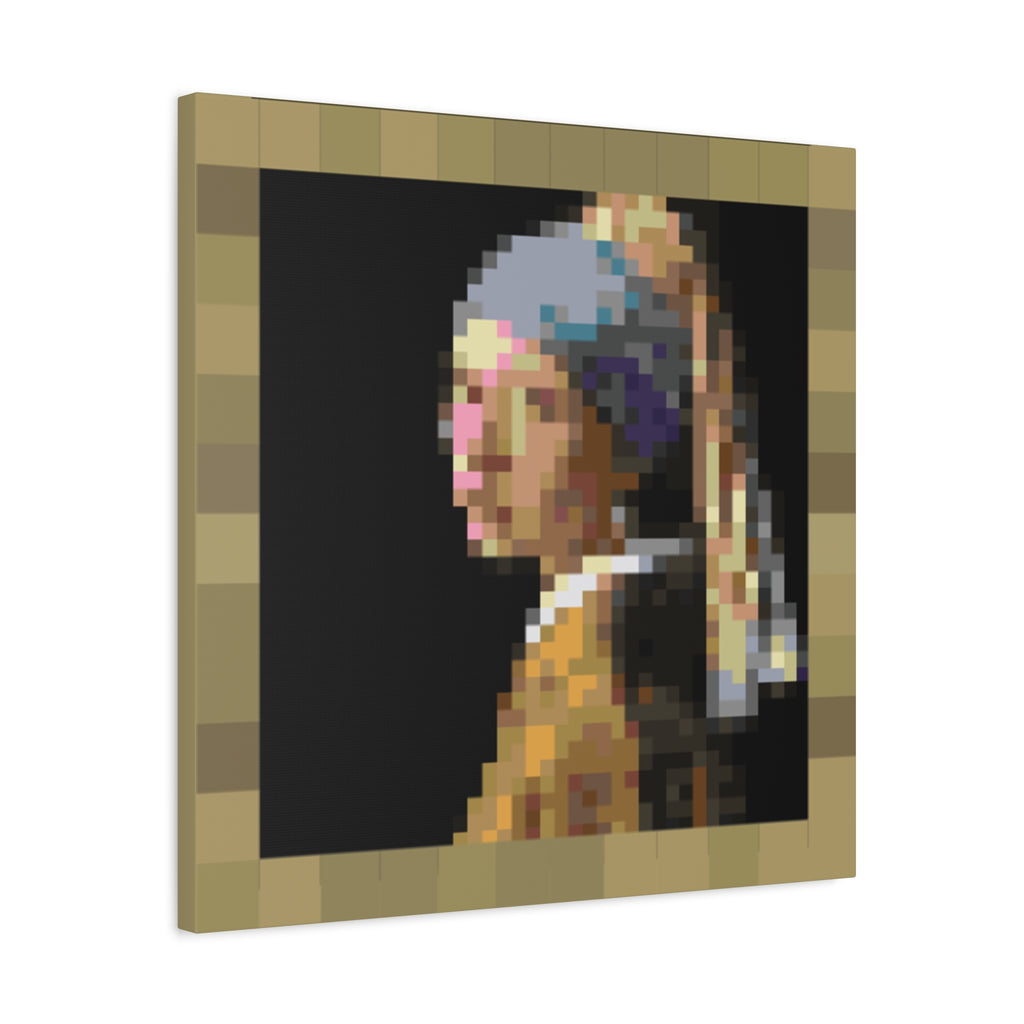 Girl with a Pearl Earring Pixel-Style Matte Canvas Print