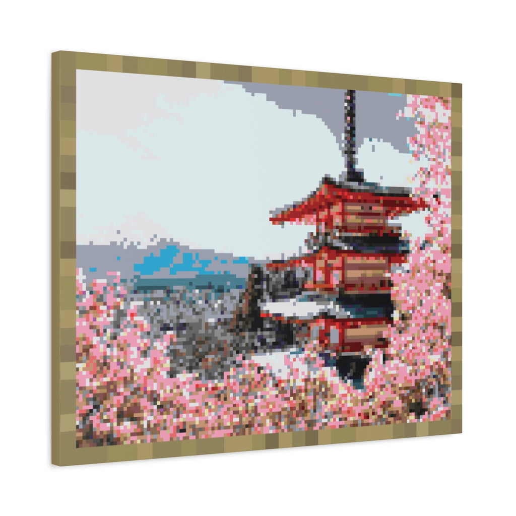 Japanese Cherry Blossom Name Pixel-Style Matte Canvas Print