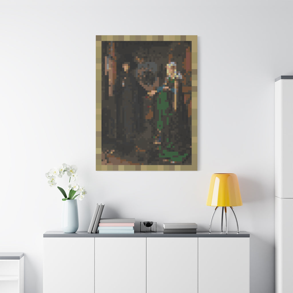The Arnolfini Portrait Pixel-Style Matte Canvas Print