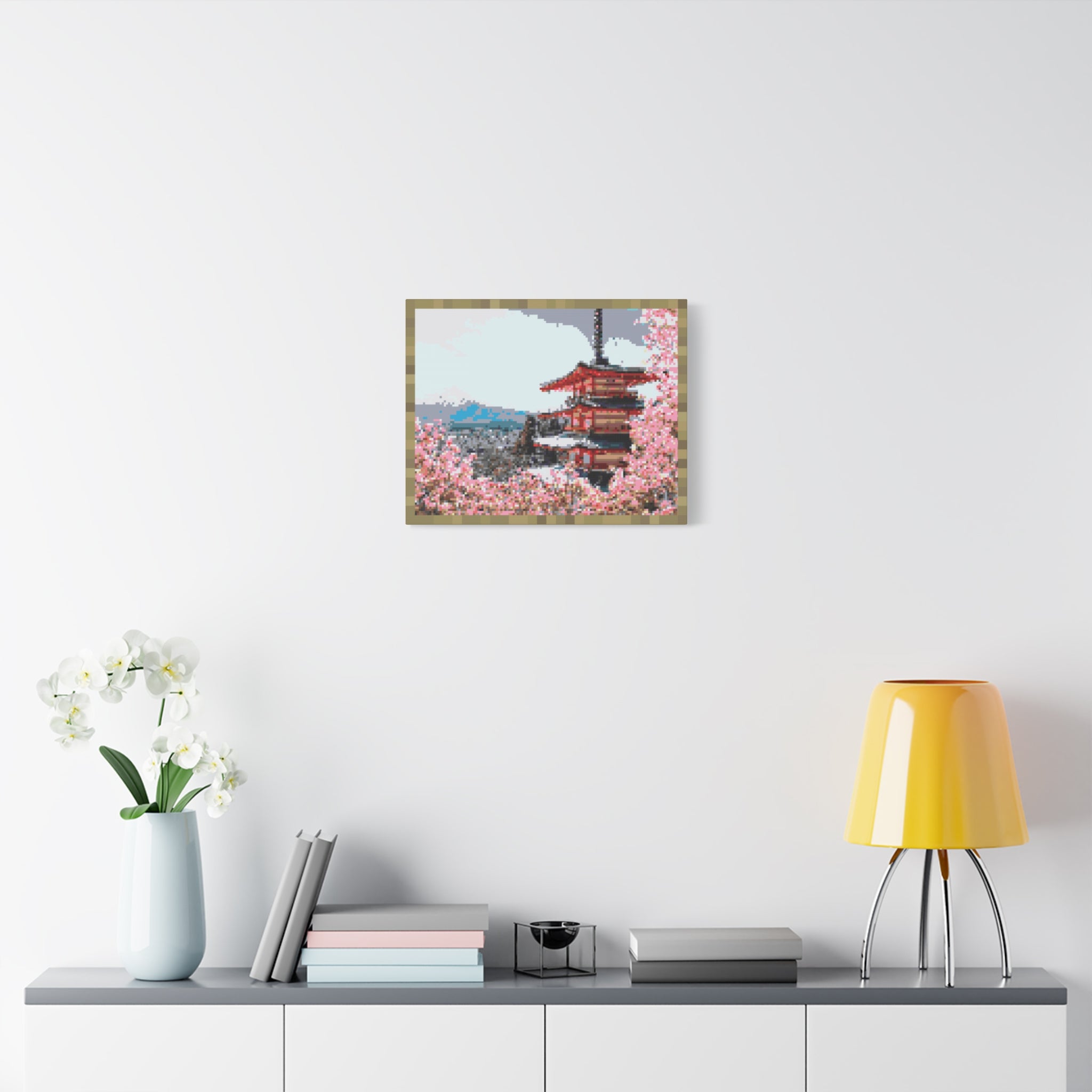 Japanese Cherry Blossom Name Pixel-Style Matte Canvas Print