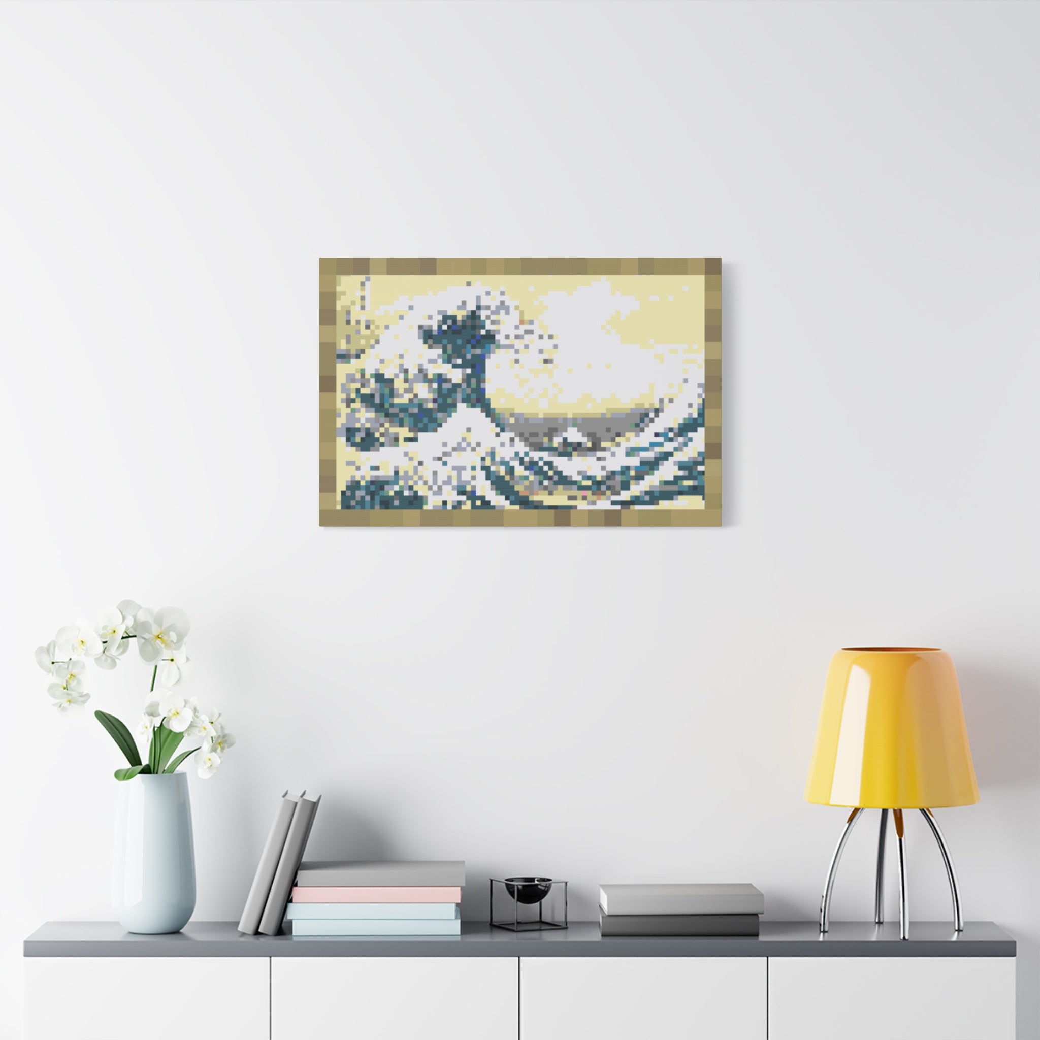 The Great Wave Pixel-Style Matte Canvas Print