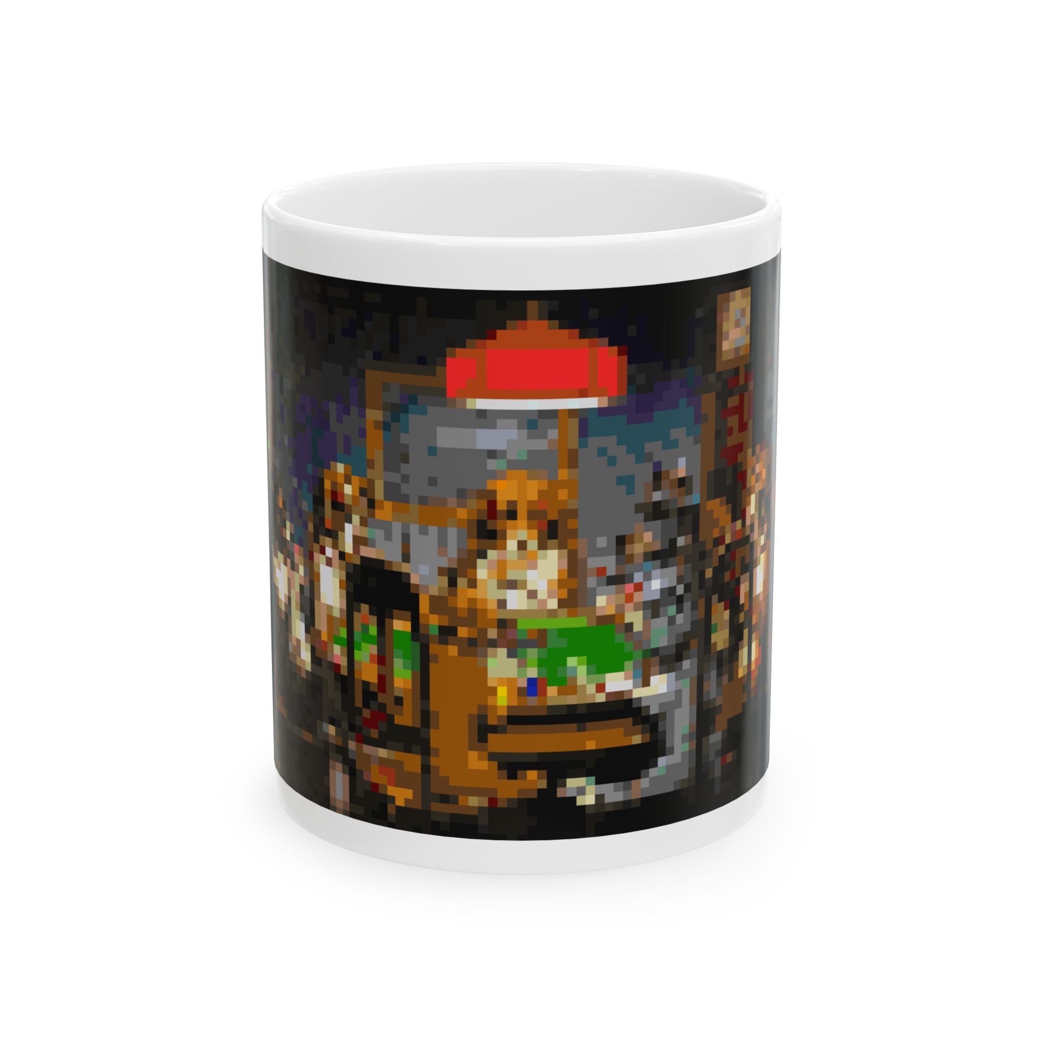 Dogs Playing Poker Pixel-Style Ceramic Mug (11oz/15oz)