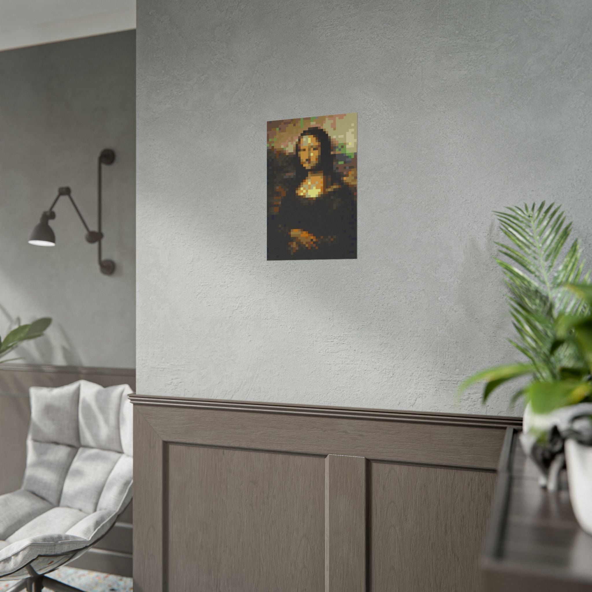 Mona Lisa Pixel-Style Rolled Art Print