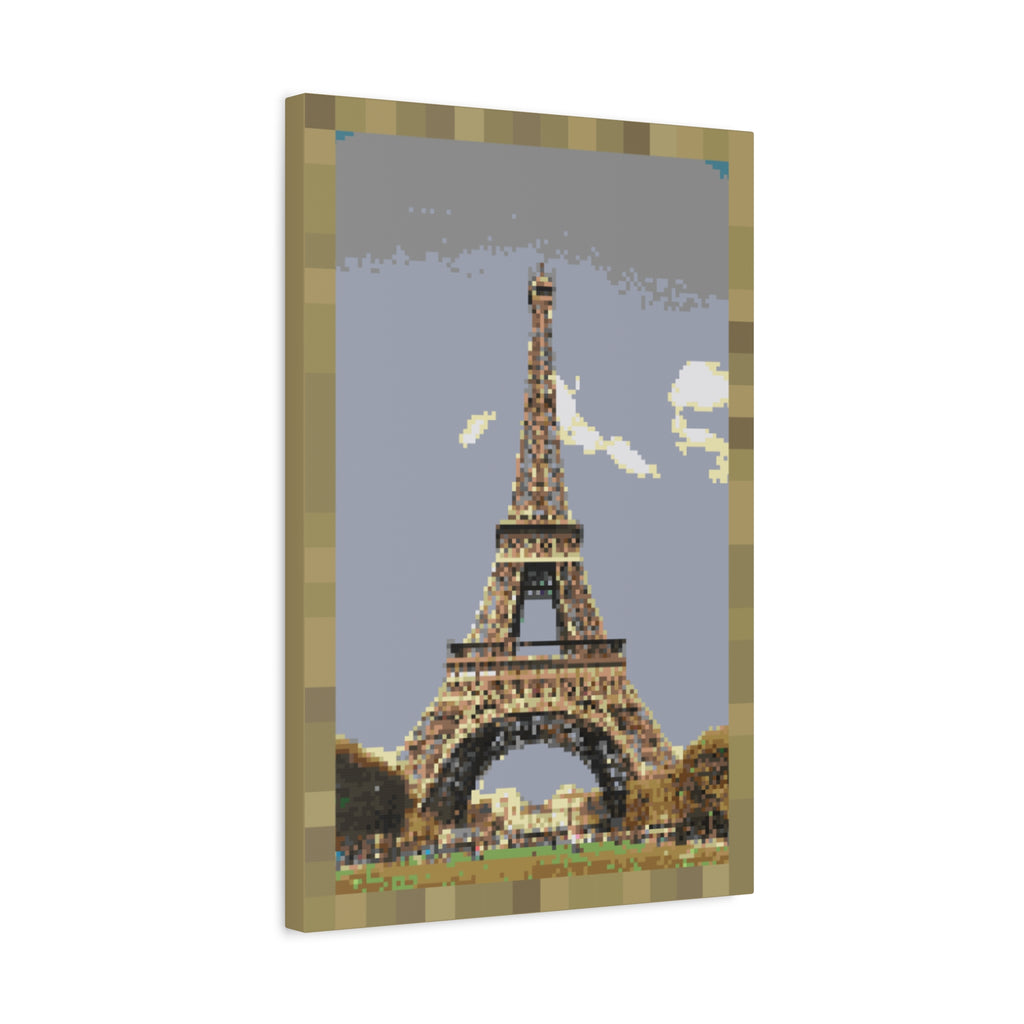 Eiffel Tower Pixel-Style Matte Canvas Print