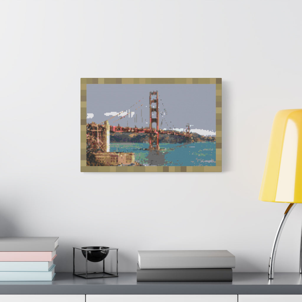 Golden Gate Bridge Pixel-Style Matte Canvas Print